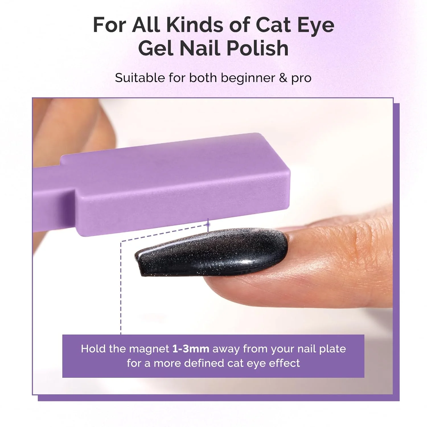 5 in 1 Multifunctional Cat Eye Gel Nail Polish Magnet - Purple - Image 3