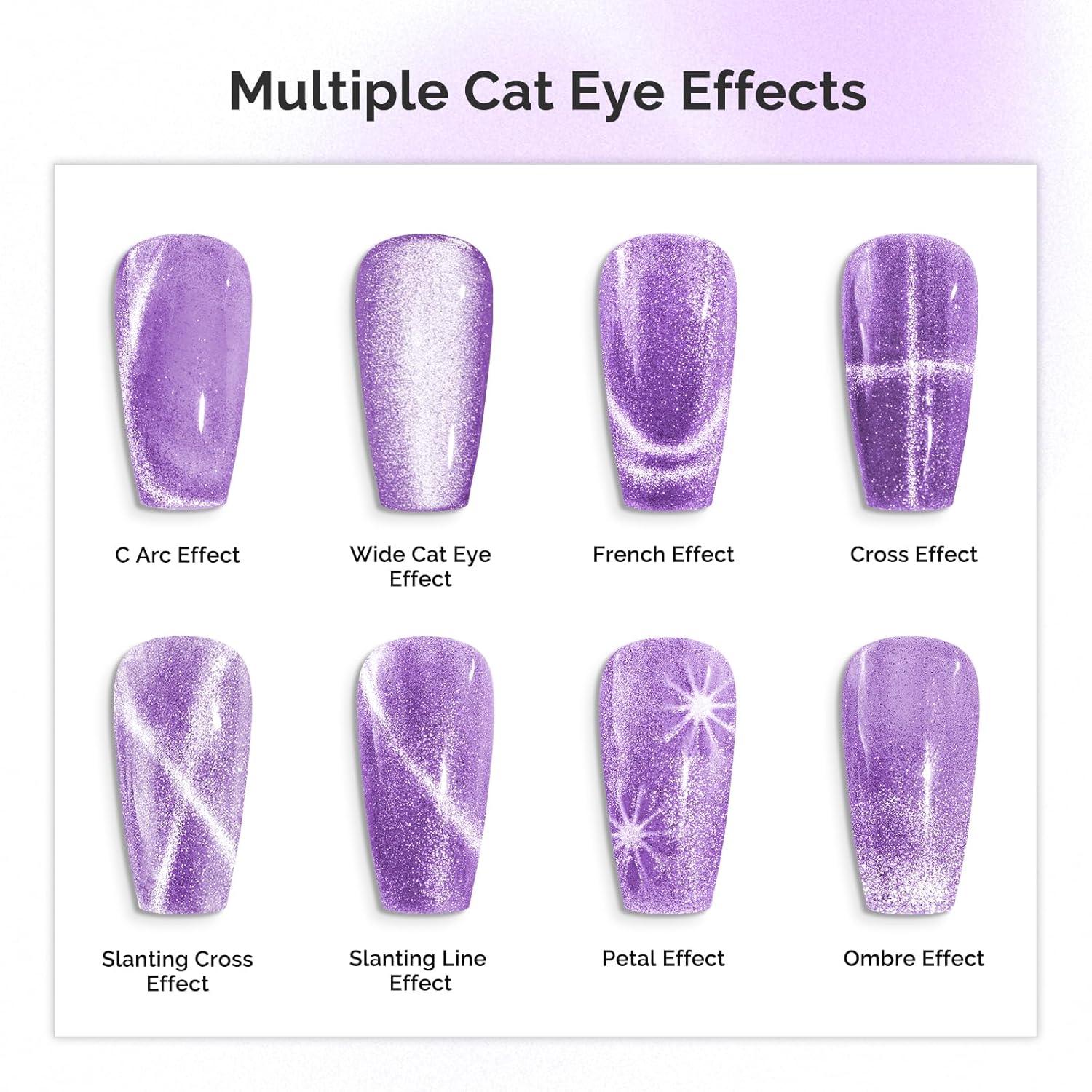 5 in 1 Multifunctional Cat Eye Gel Nail Polish Magnet - Purple - Image 5