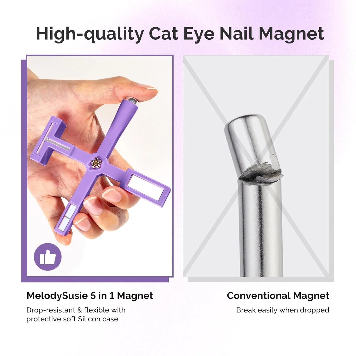 5 in 1 Multifunctional Cat Eye Gel Nail Polish Magnet - Purple - Image 6