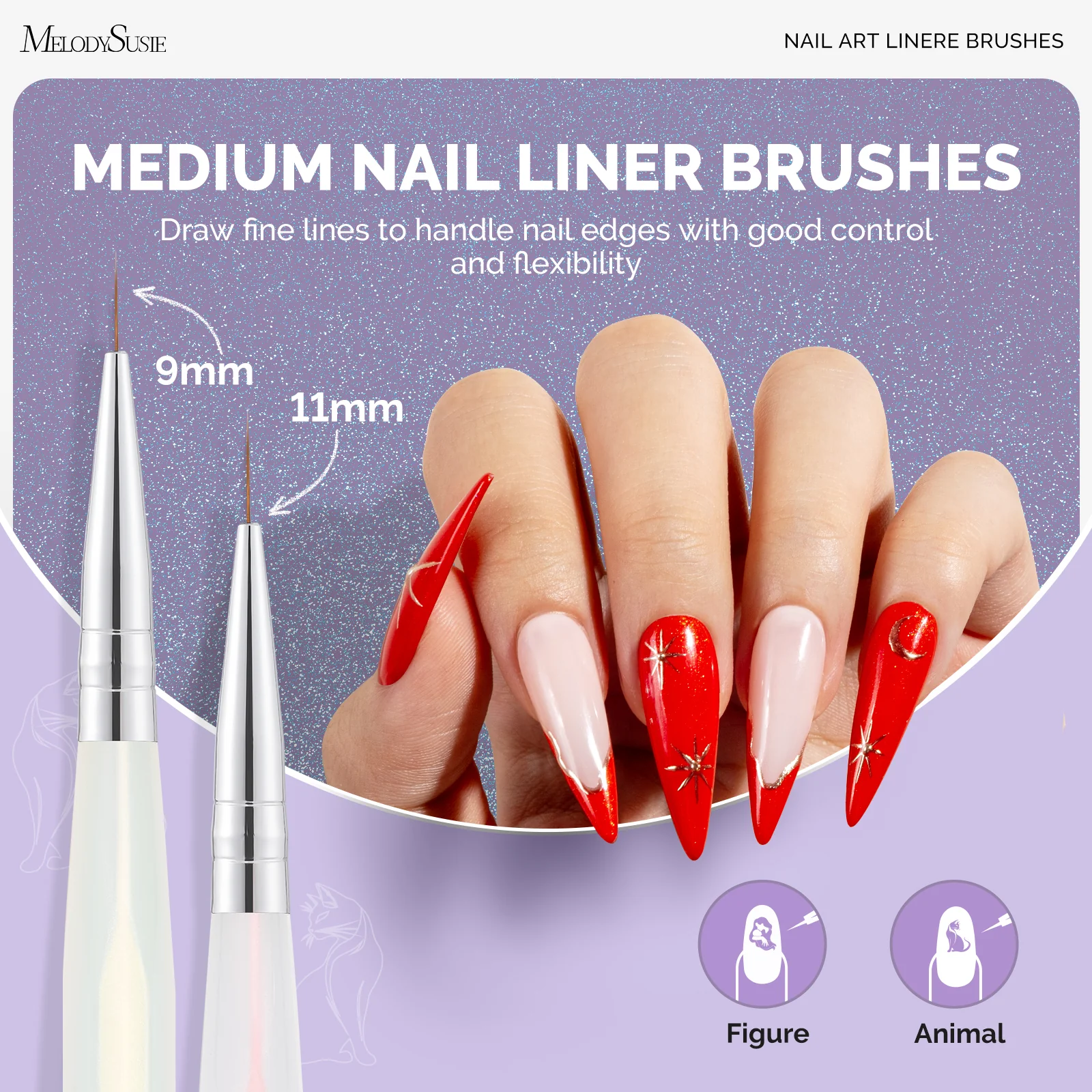 5Pcs Nail Art Liner Brushes - Sizes 5/7/9/11/20mm - Image 6