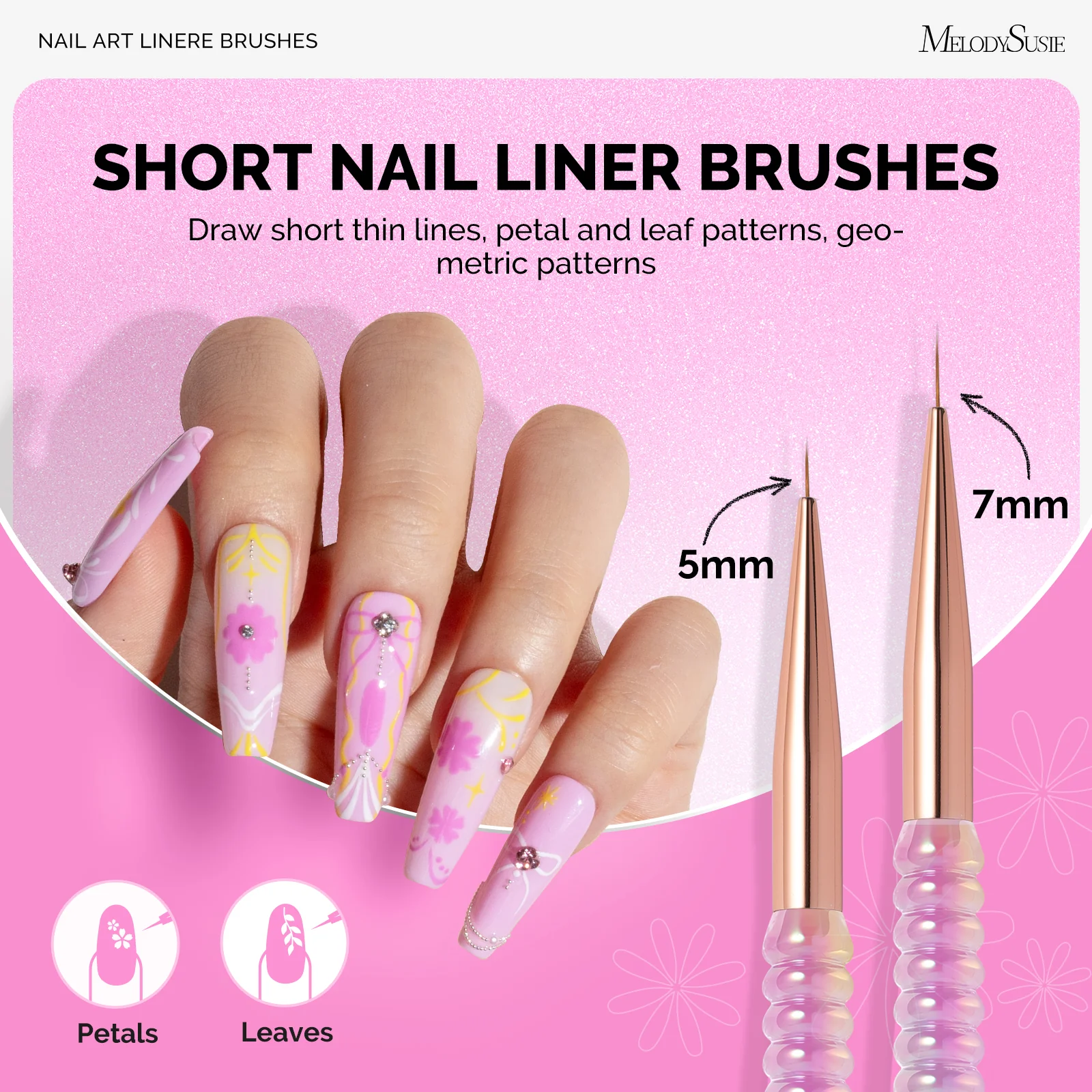 5Pcs Nail Art Liner Brushes with Nail Brush Holder - Sizes 5/7/9/11/20mm - Image 5