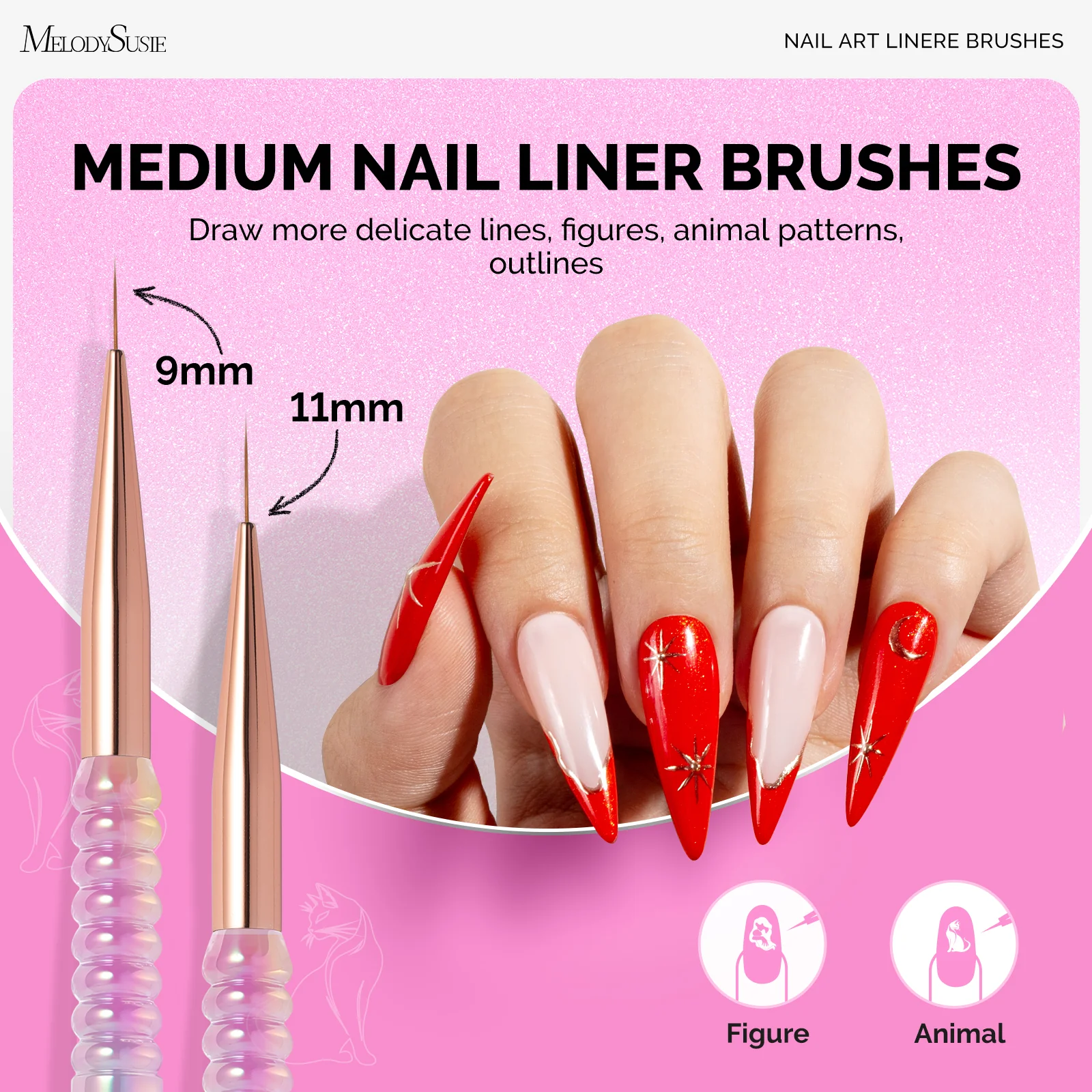 5Pcs Nail Art Liner Brushes with Nail Brush Holder - Sizes 5/7/9/11/20mm - Image 6