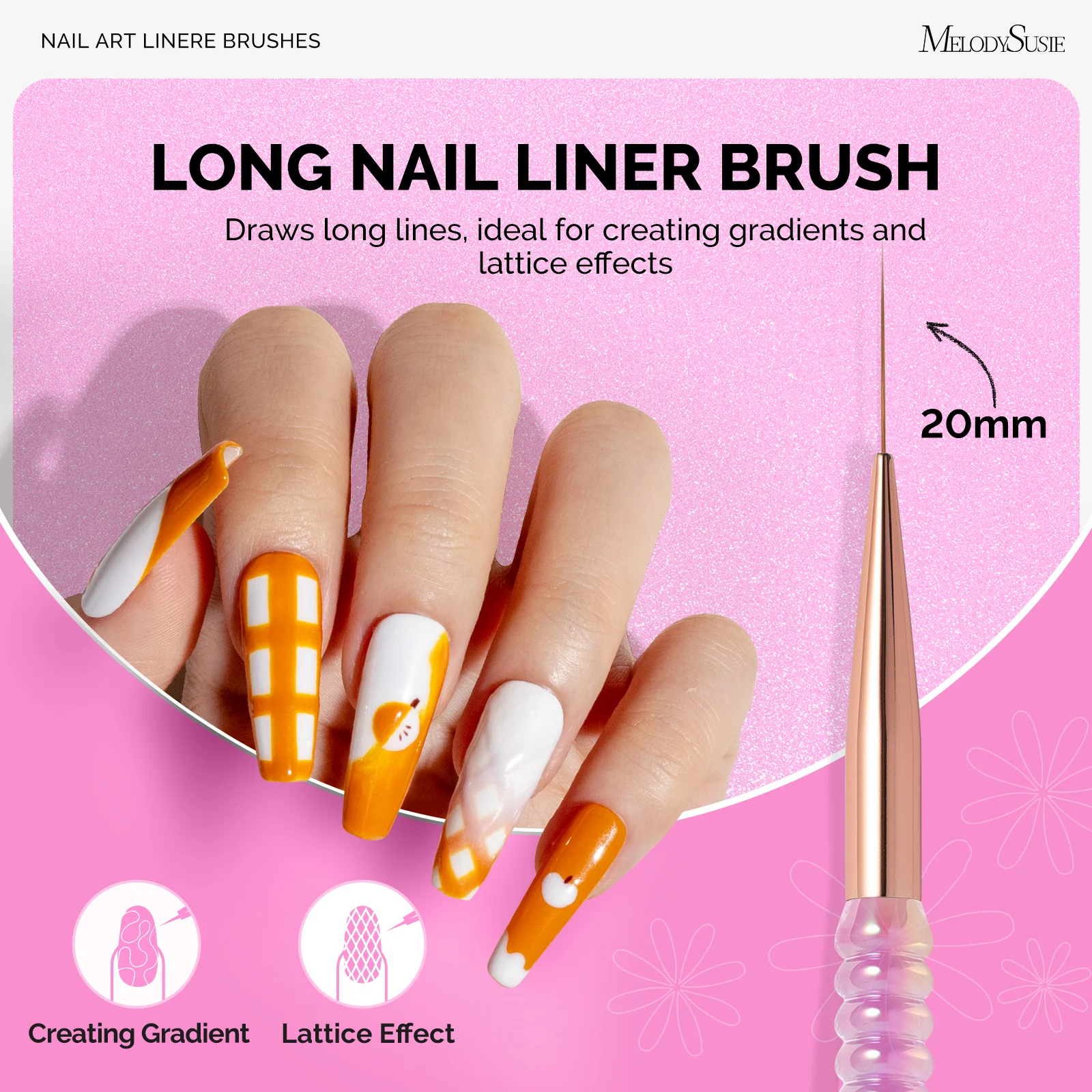 5Pcs Nail Art Liner Brushes with Nail Brush Holder - Sizes 5/7/9/11/20mm - Image 7