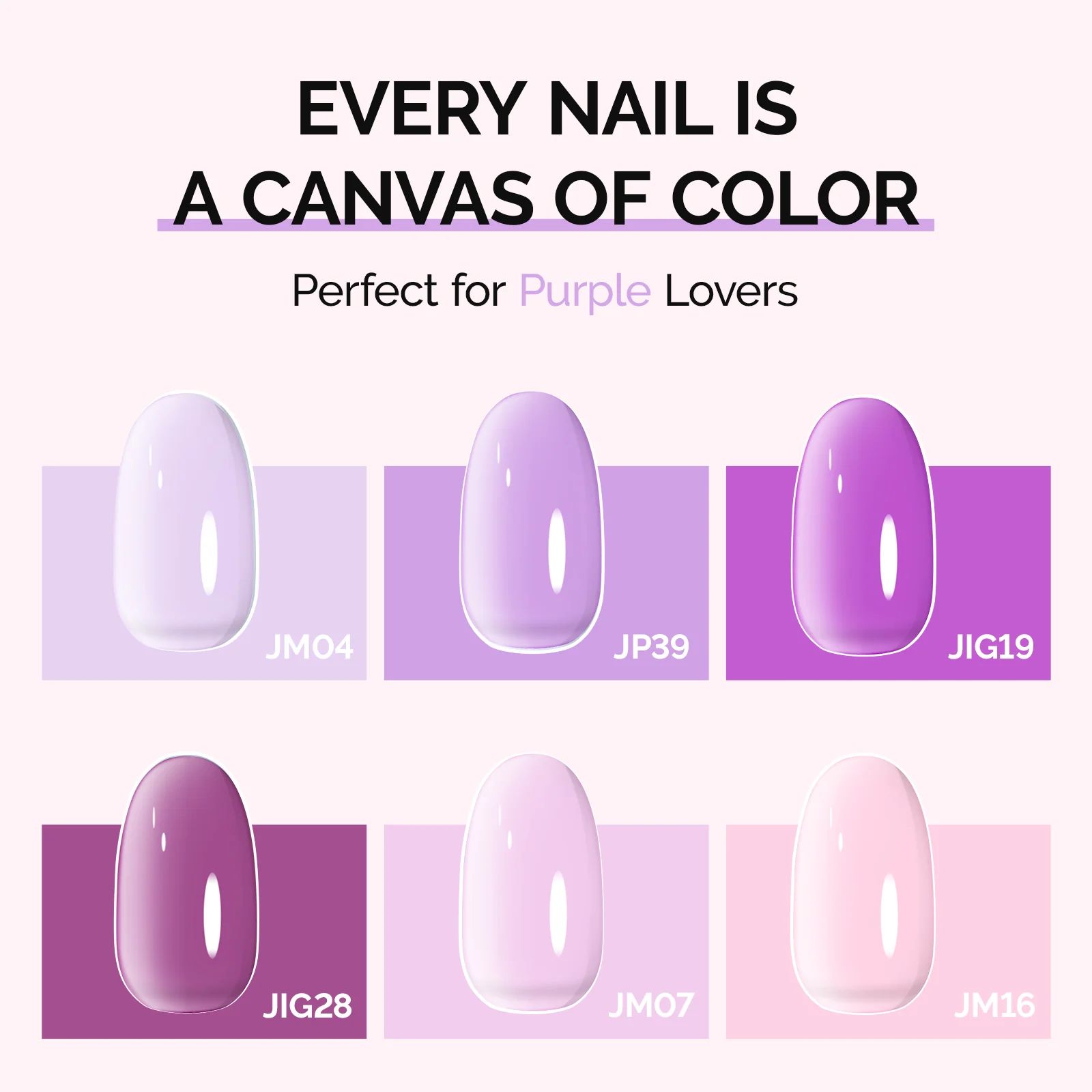 6 Colors Jeweliver Jelly TPO-Free Gel Nail Polish Set 0.5 fl oz/15ml - Purple - Image 3