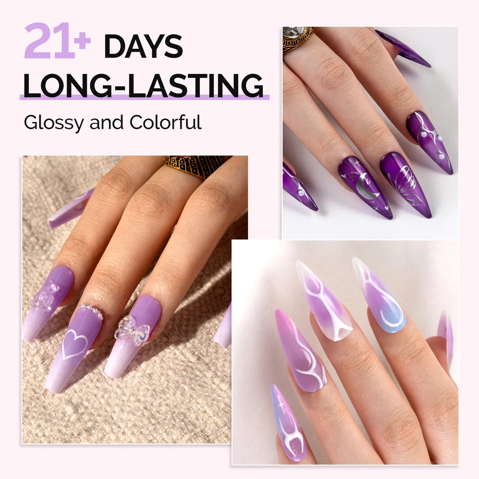 6 Colors Jeweliver Jelly TPO-Free Gel Nail Polish Set 0.5 fl oz/15ml - Purple - Image 4