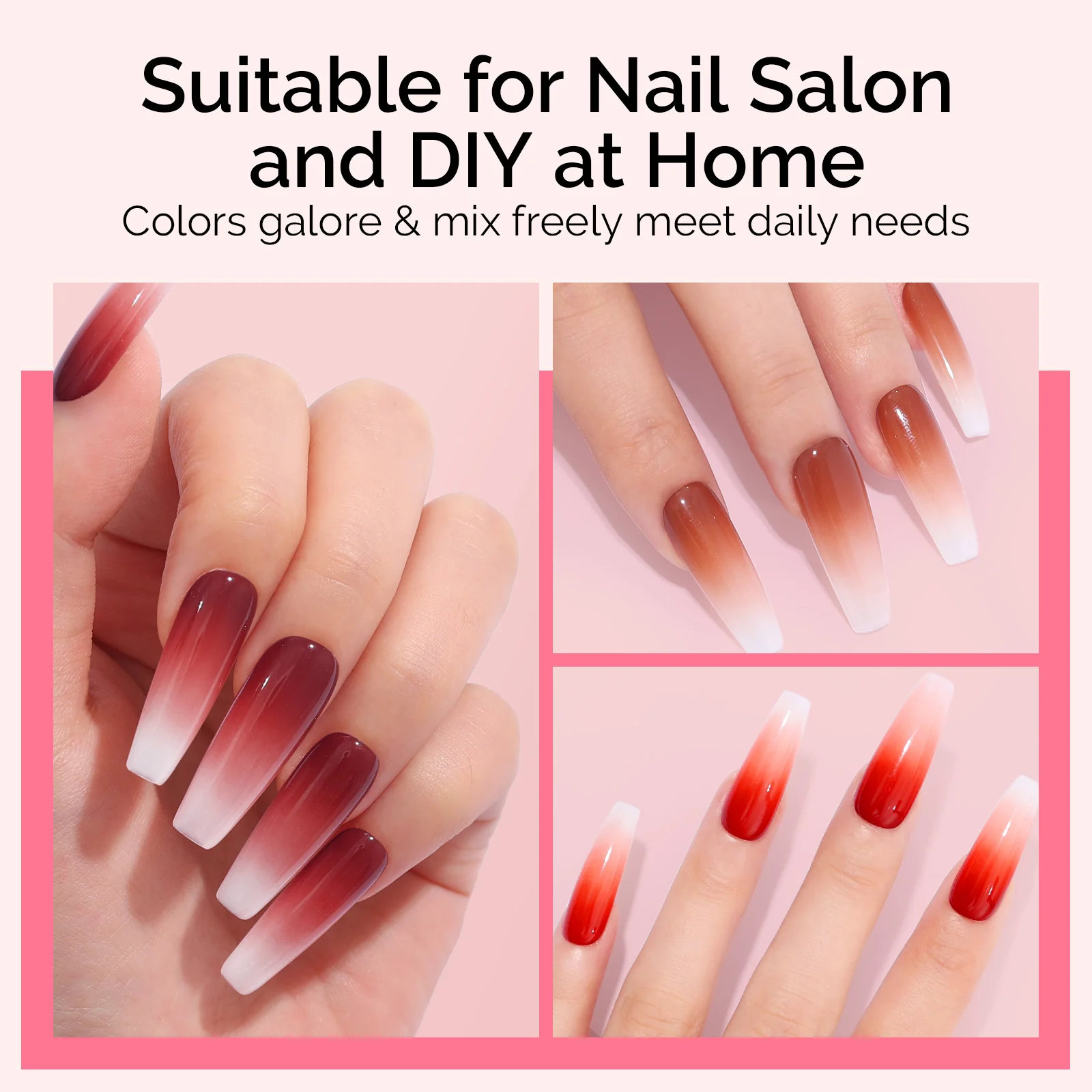 6 Colors Ombre Gel Polish with 100 Sponges & Metal Grabber Set - Image 13