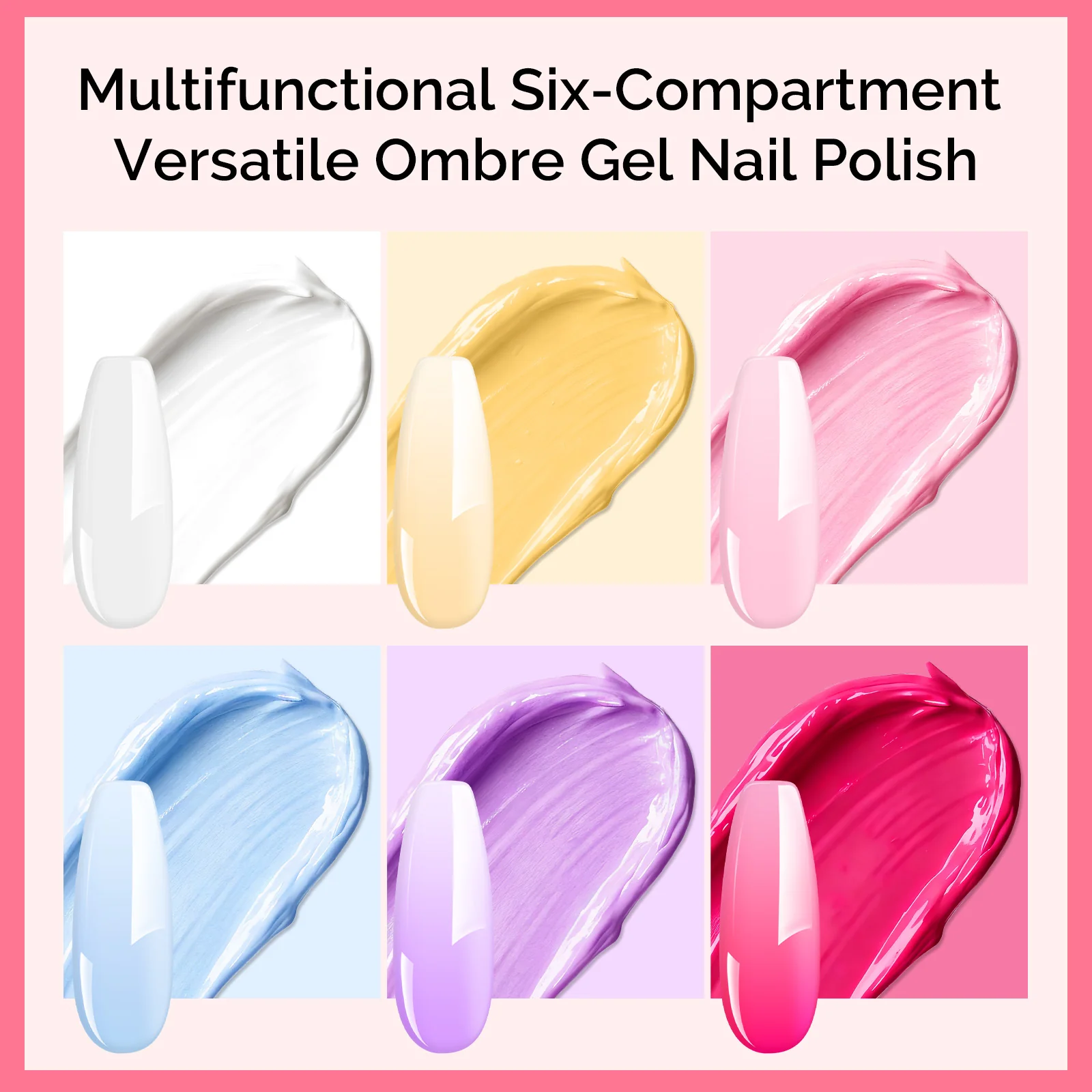 6 Colors Ombre Gel Polish with 100 Sponges & Metal Grabber Set - Image 2