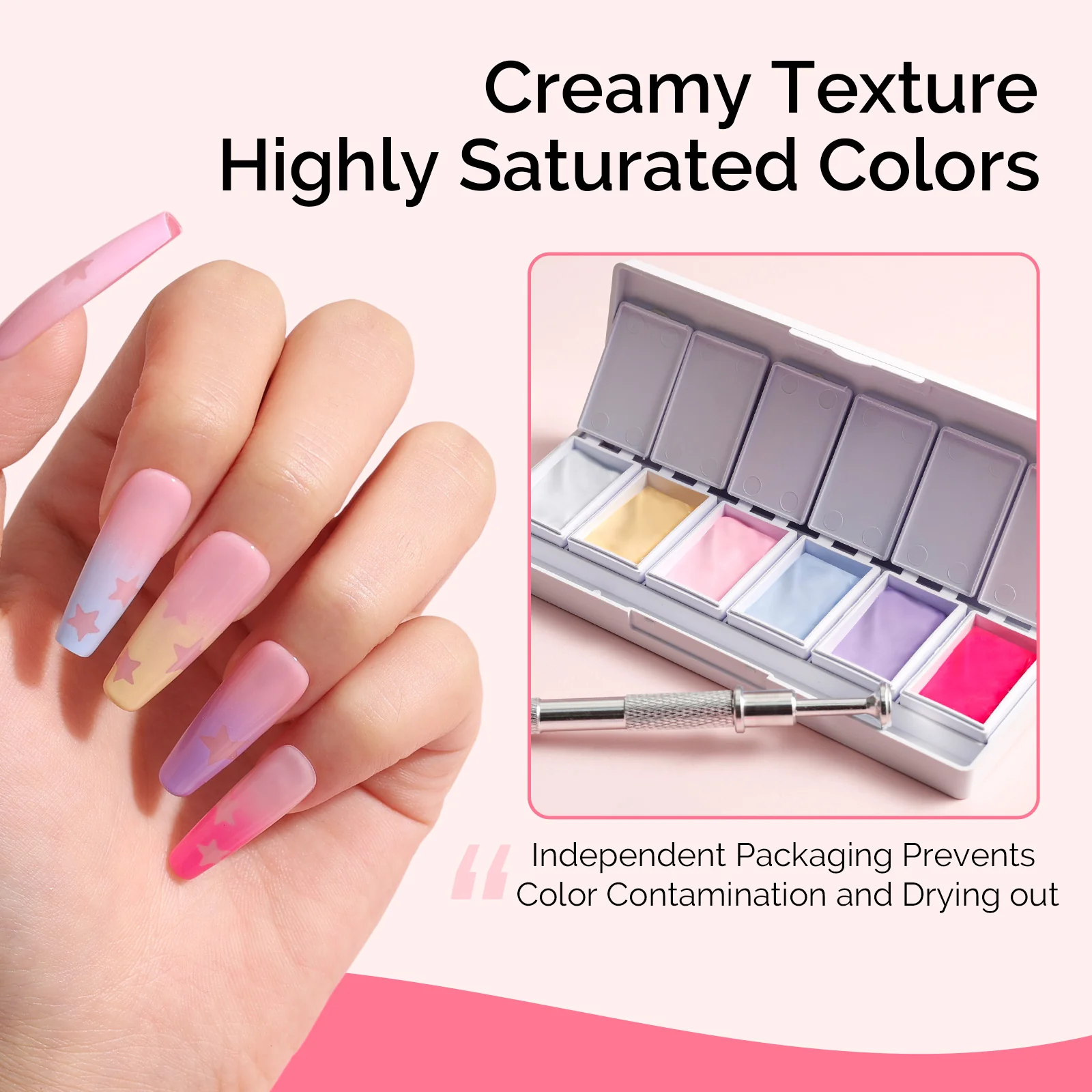 6 Colors Ombre Gel Polish with 100 Sponges & Metal Grabber Set - Image 4