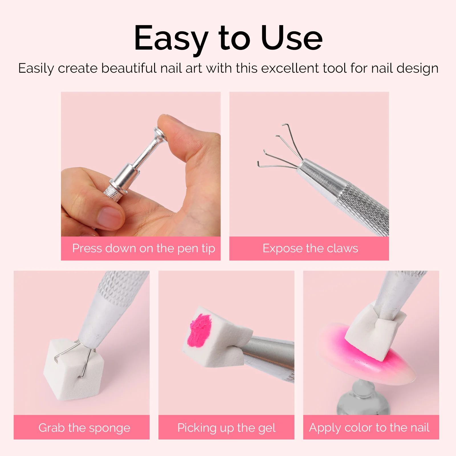 6 Colors Ombre Gel Polish with 100 Sponges & Metal Grabber Set - Image 6