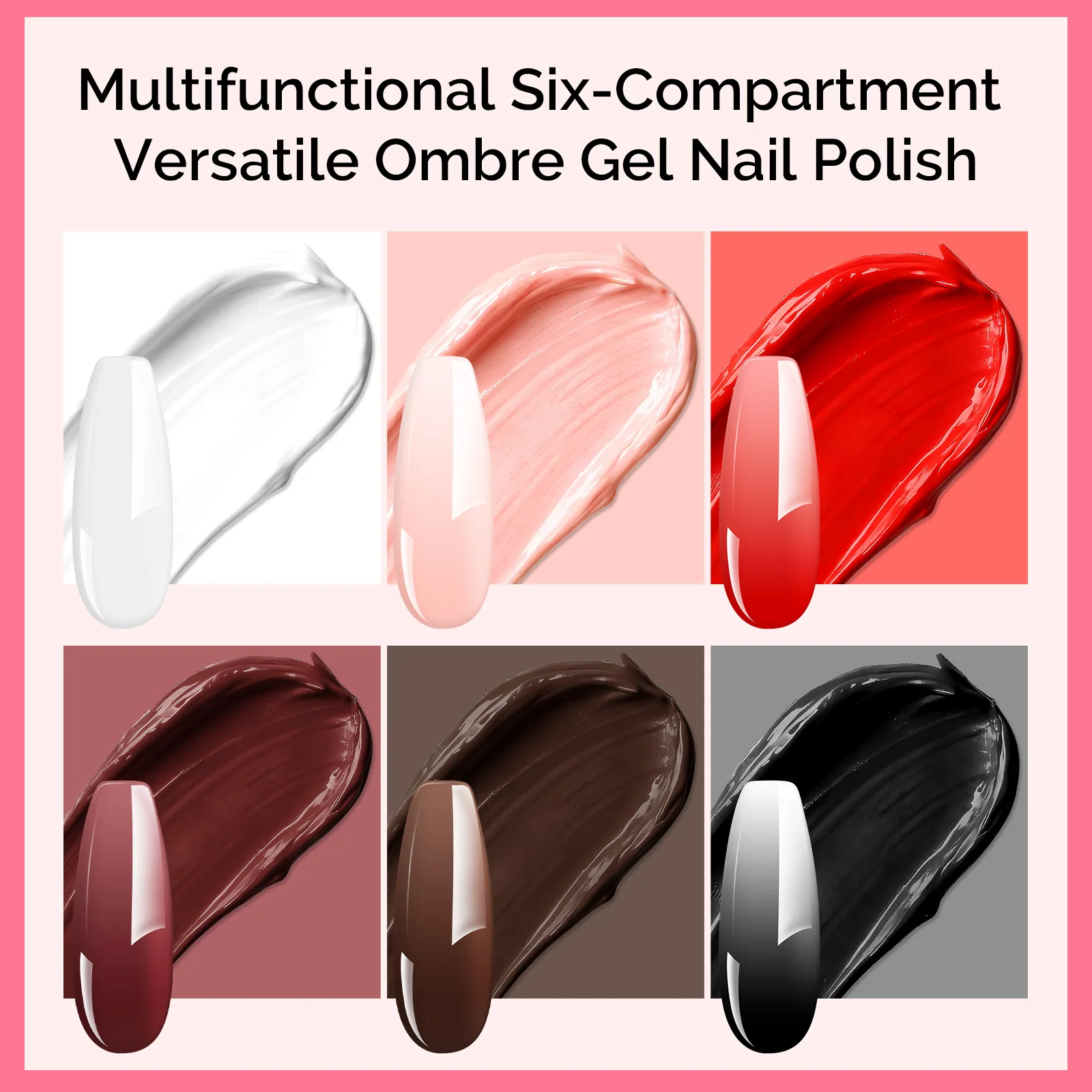 6 Colors Ombre Gel Polish with 100 Sponges & Metal Grabber Set - Image 9