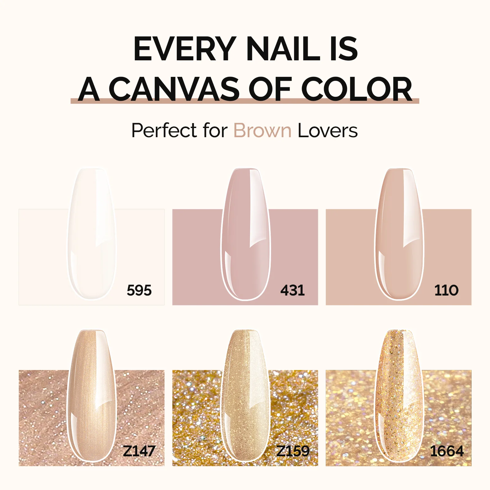 6 Colors TPO-Free Thick Gel Nail Polish Set 15ml - Brown - Image 3