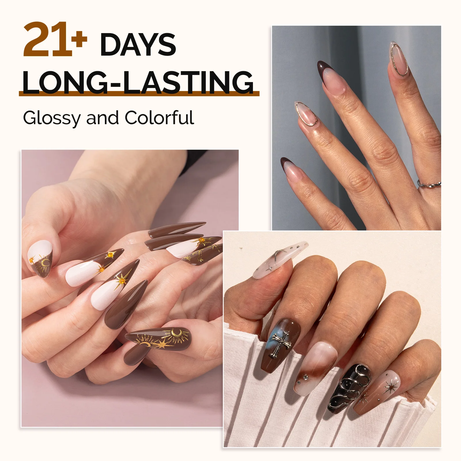 6 Colors TPO-Free Thick Gel Nail Polish Set 15ml - Chocolate Brown - Image 4