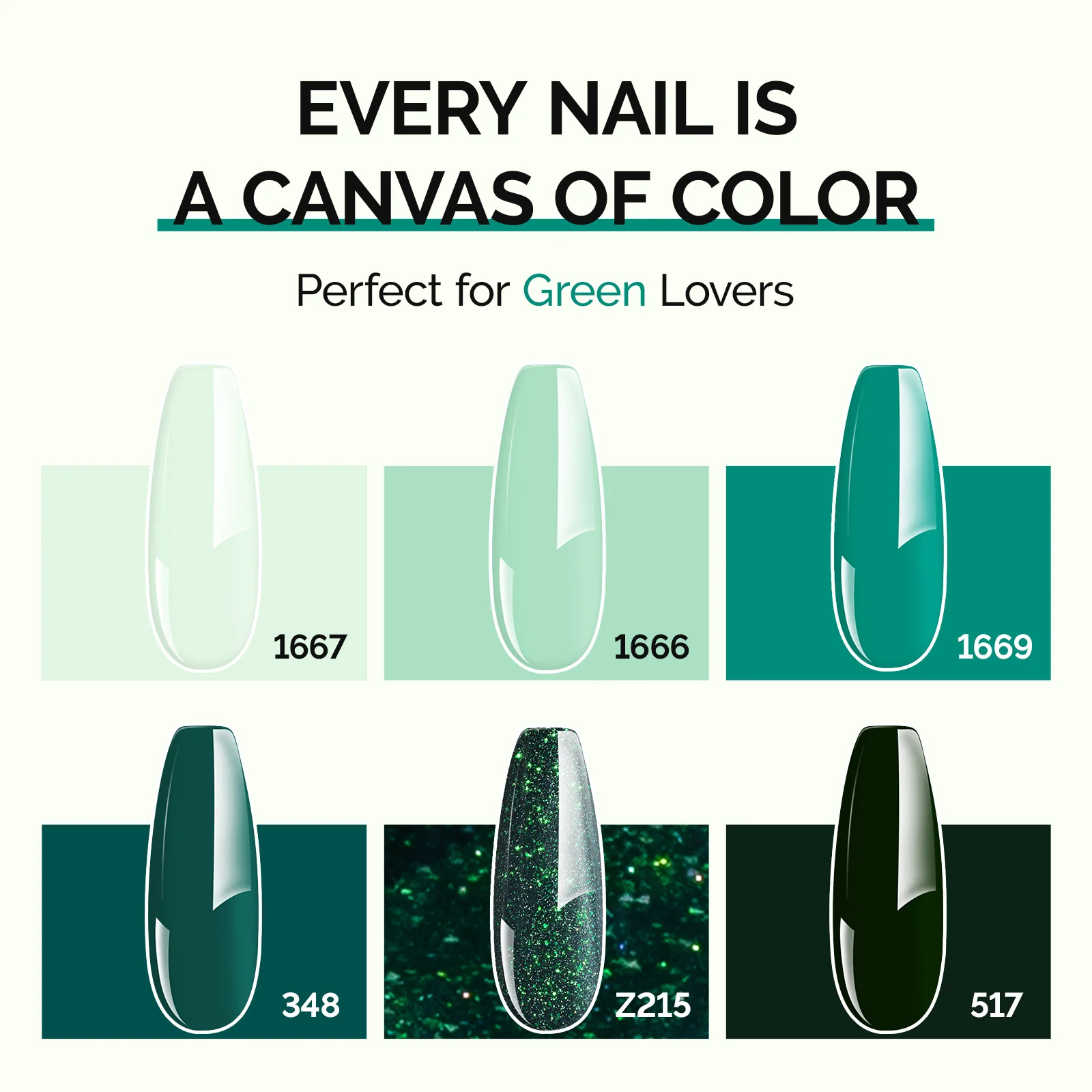 6 Colors TPO-Free Thick Gel Nail Polish Set 15ml - Green - Image 3