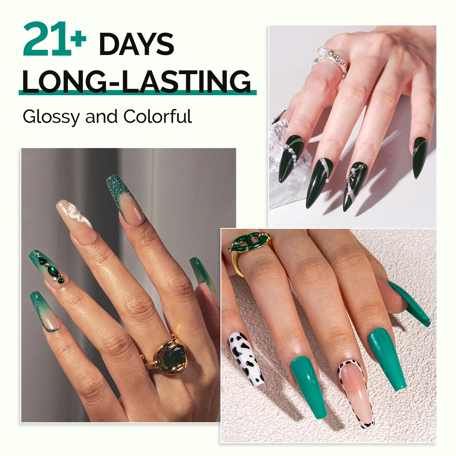 6 Colors TPO-Free Thick Gel Nail Polish Set 15ml - Green - Image 4