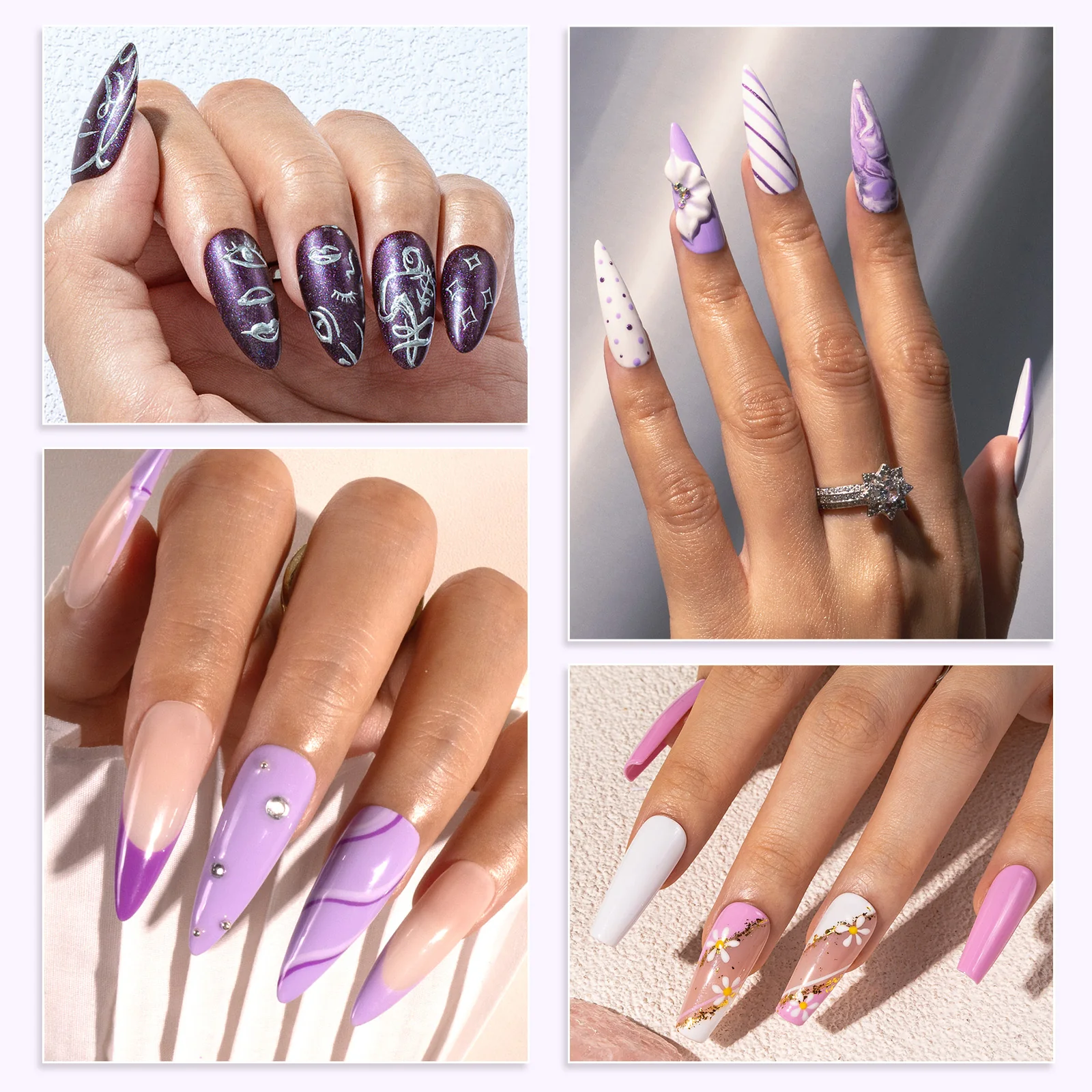 6 Colors TPO-Free Thick Gel Nail Polish Set 15ml - Purple - Image 5