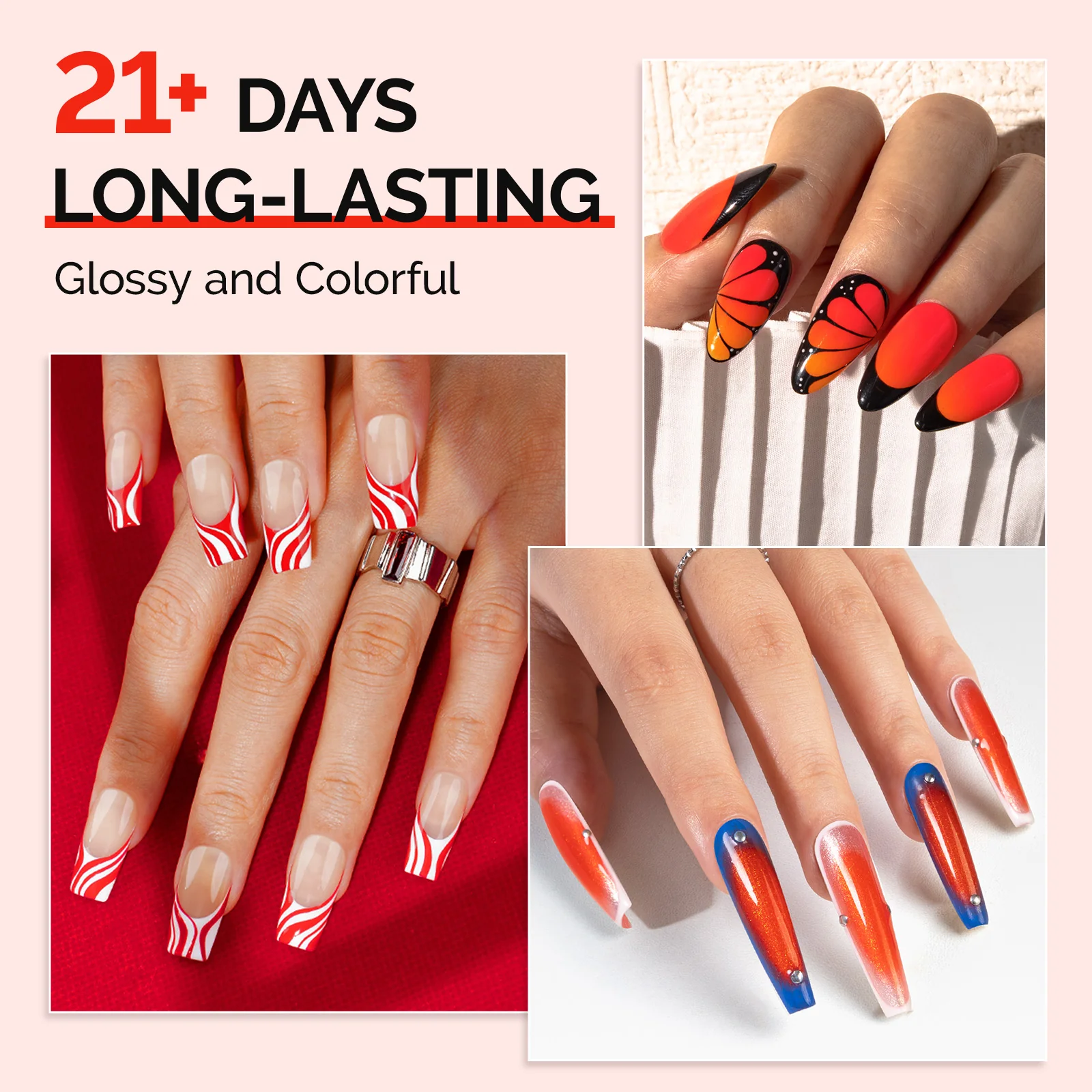 6 Colors TPO-Free Thick Gel Nail Polish Set 15ml - Red - Image 4