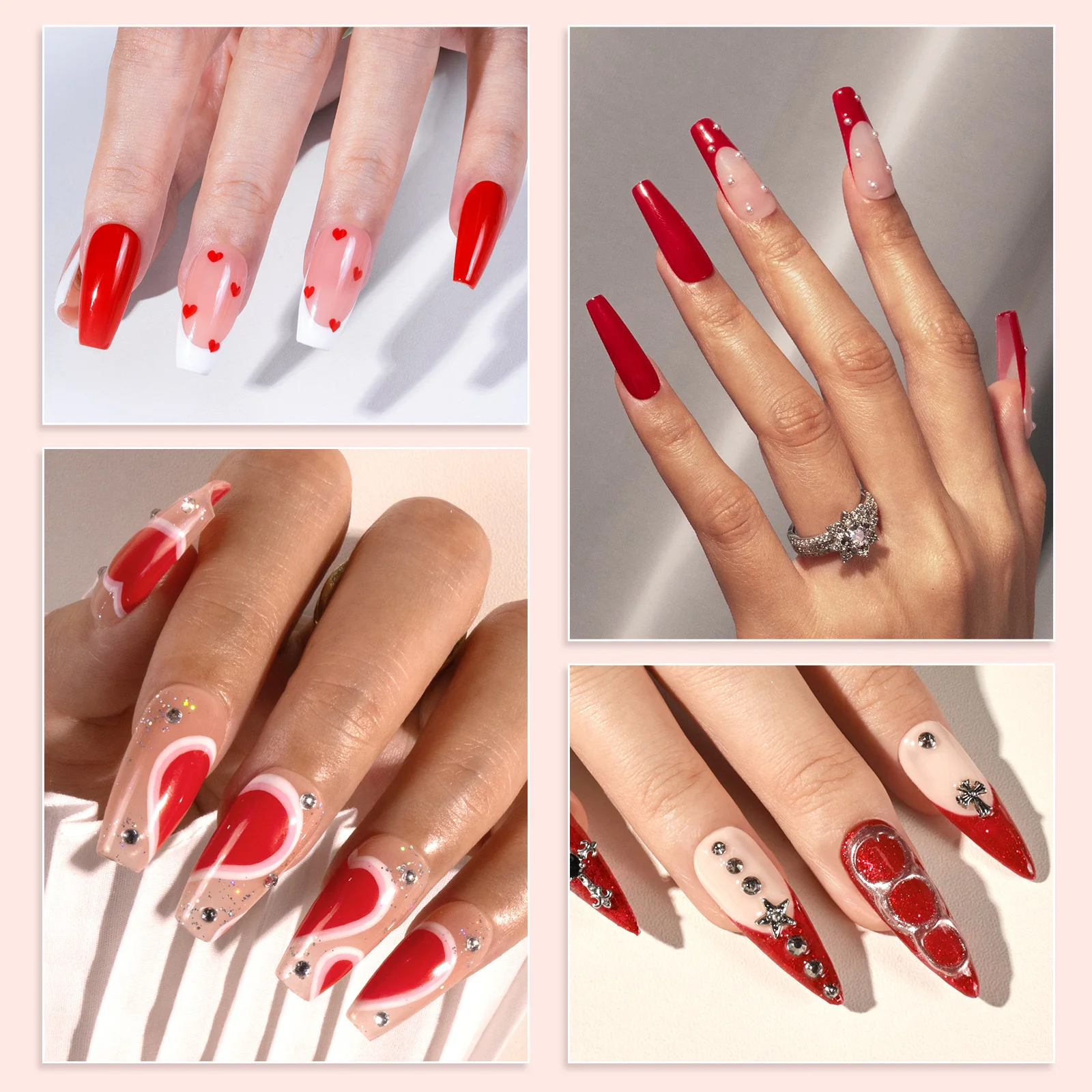 6 Colors TPO-Free Thick Gel Nail Polish Set 15ml - Red - Image 5