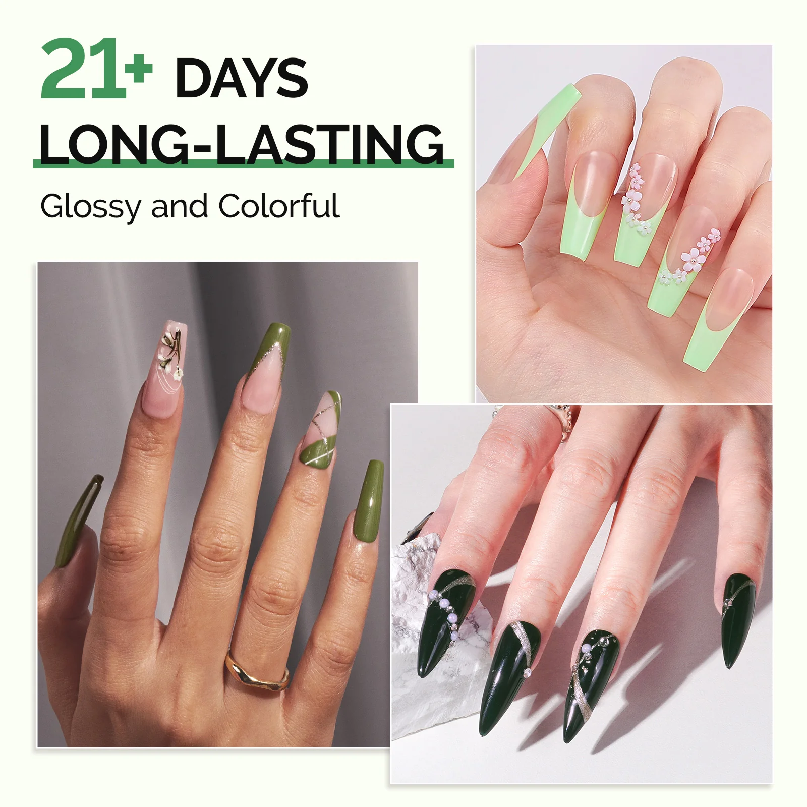 6 Colors TPO-Free Thick Gel Nail Polish Set 15ml - Spring Green - Image 4