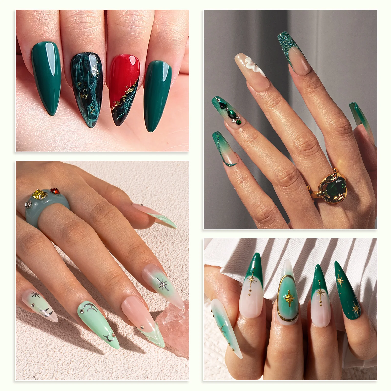 6 Colors TPO-Free Thick Gel Nail Polish Set 15ml - Spring Green - Image 5
