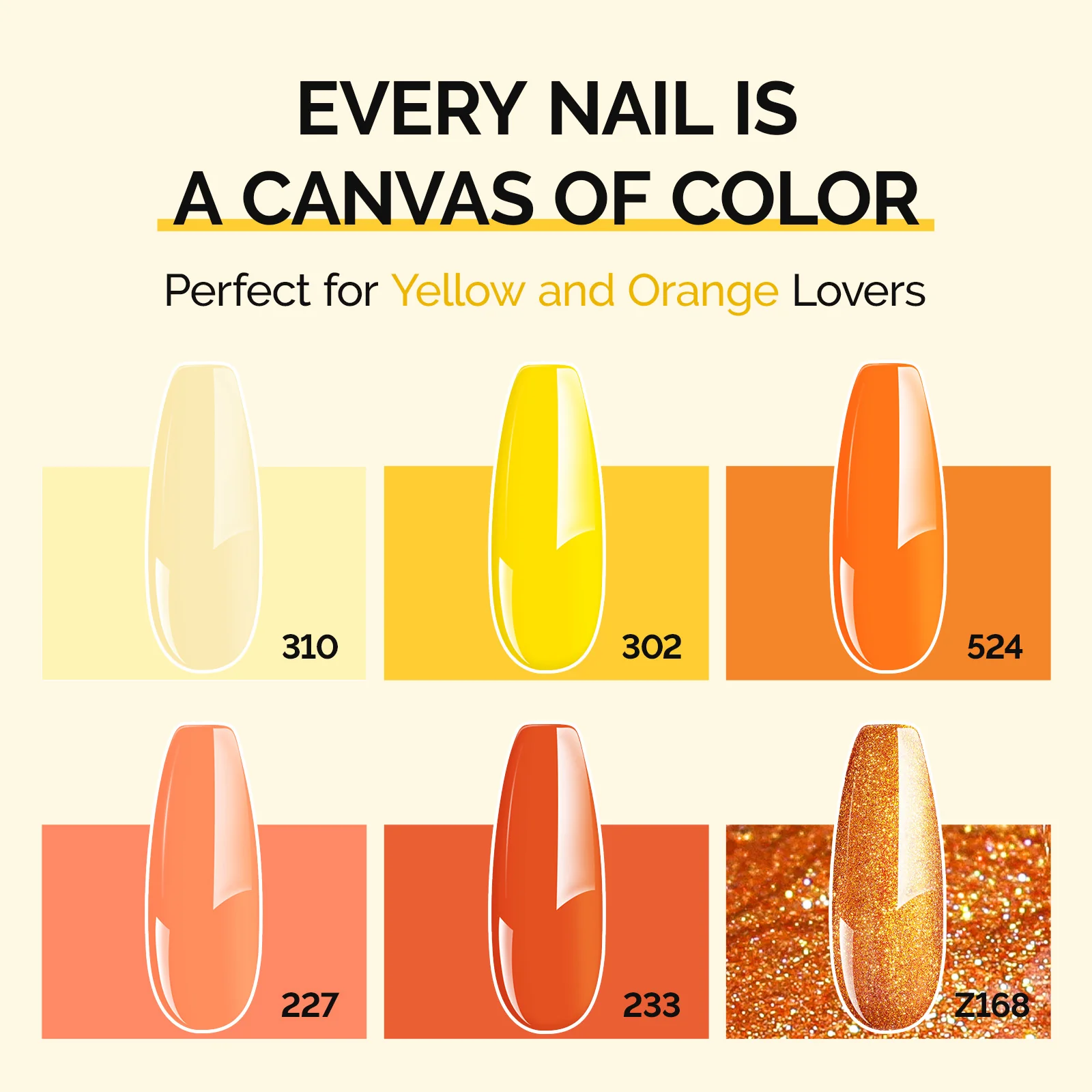 6 Colors TPO-Free Thick Gel Nail Polish Set 15ml - Yellow and Orange - Image 3