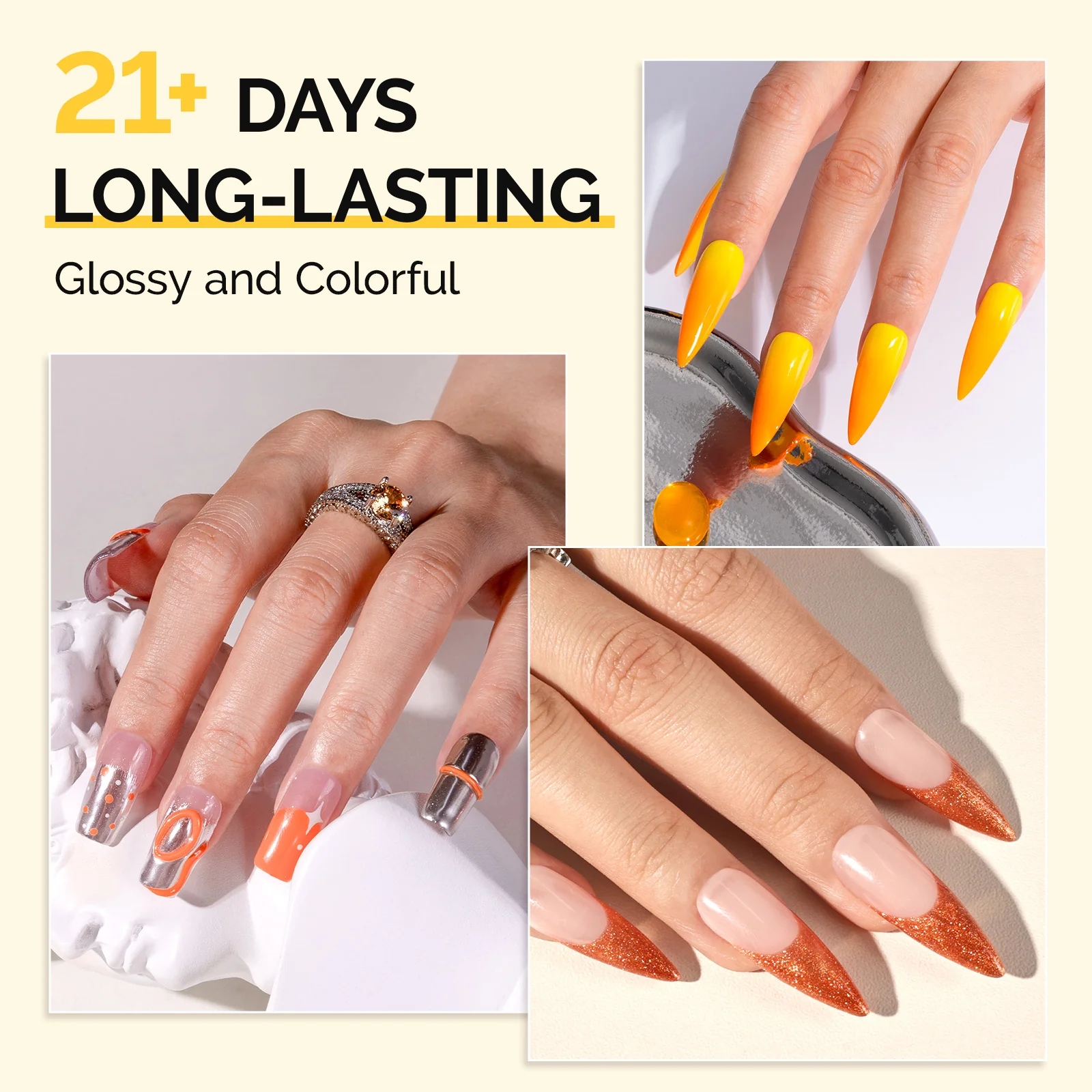 6 Colors TPO-Free Thick Gel Nail Polish Set 15ml - Yellow and Orange - Image 4