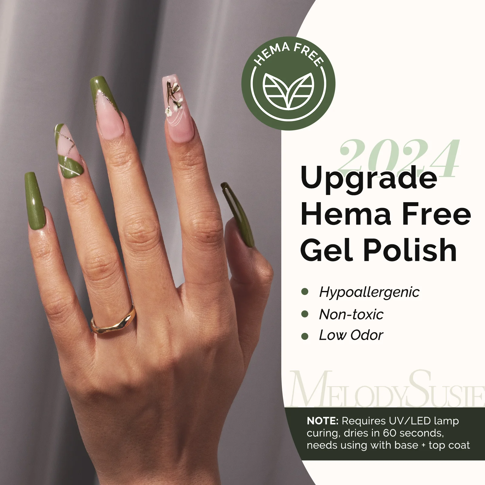 603 Olive Green - HEMA-Free Gel Nail Polish 0.5 fl oz/15ml - Image 2