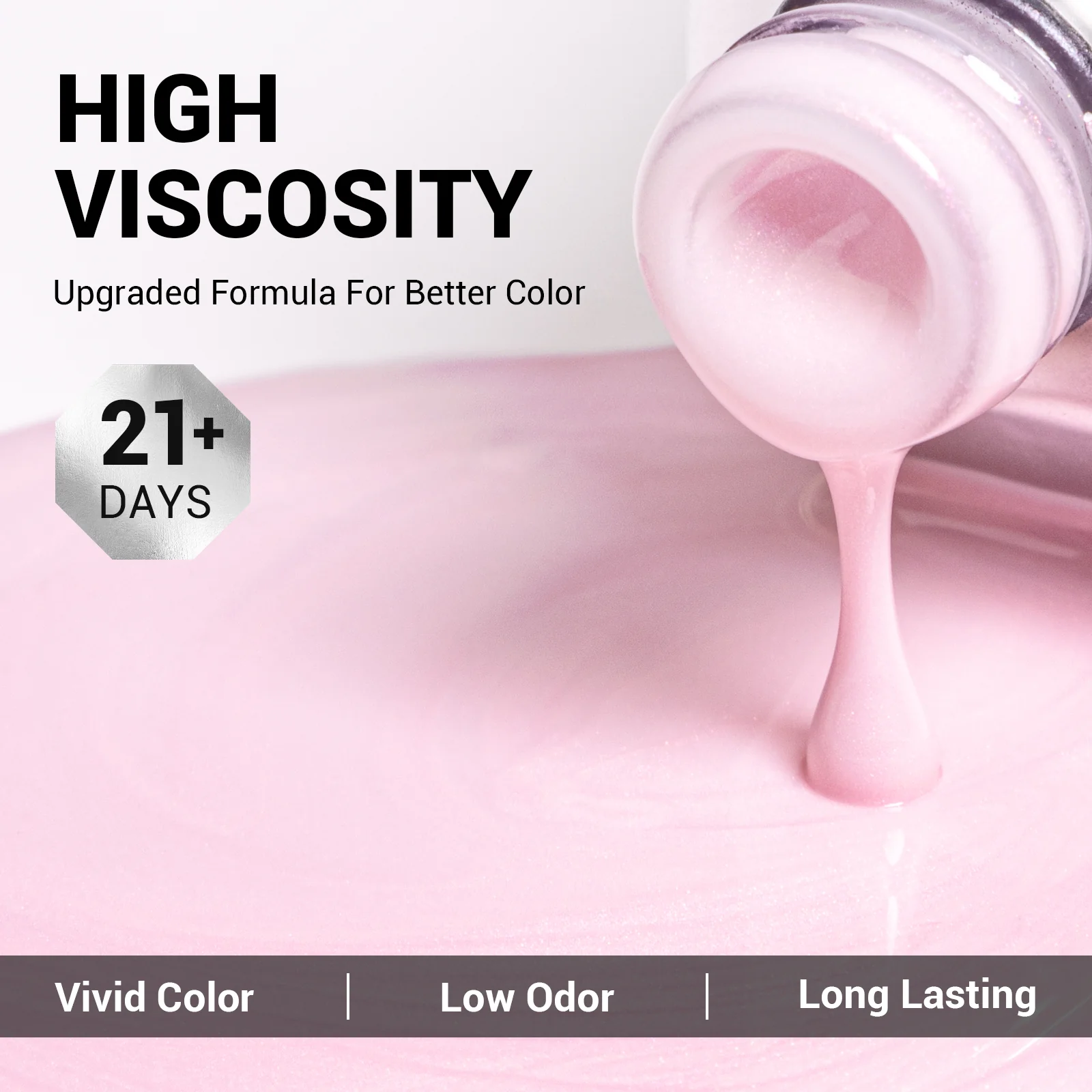 A1602 Baby Pink Shimmer - TPO-Free Thick Gel Nail Polish(15ml) - Image 3