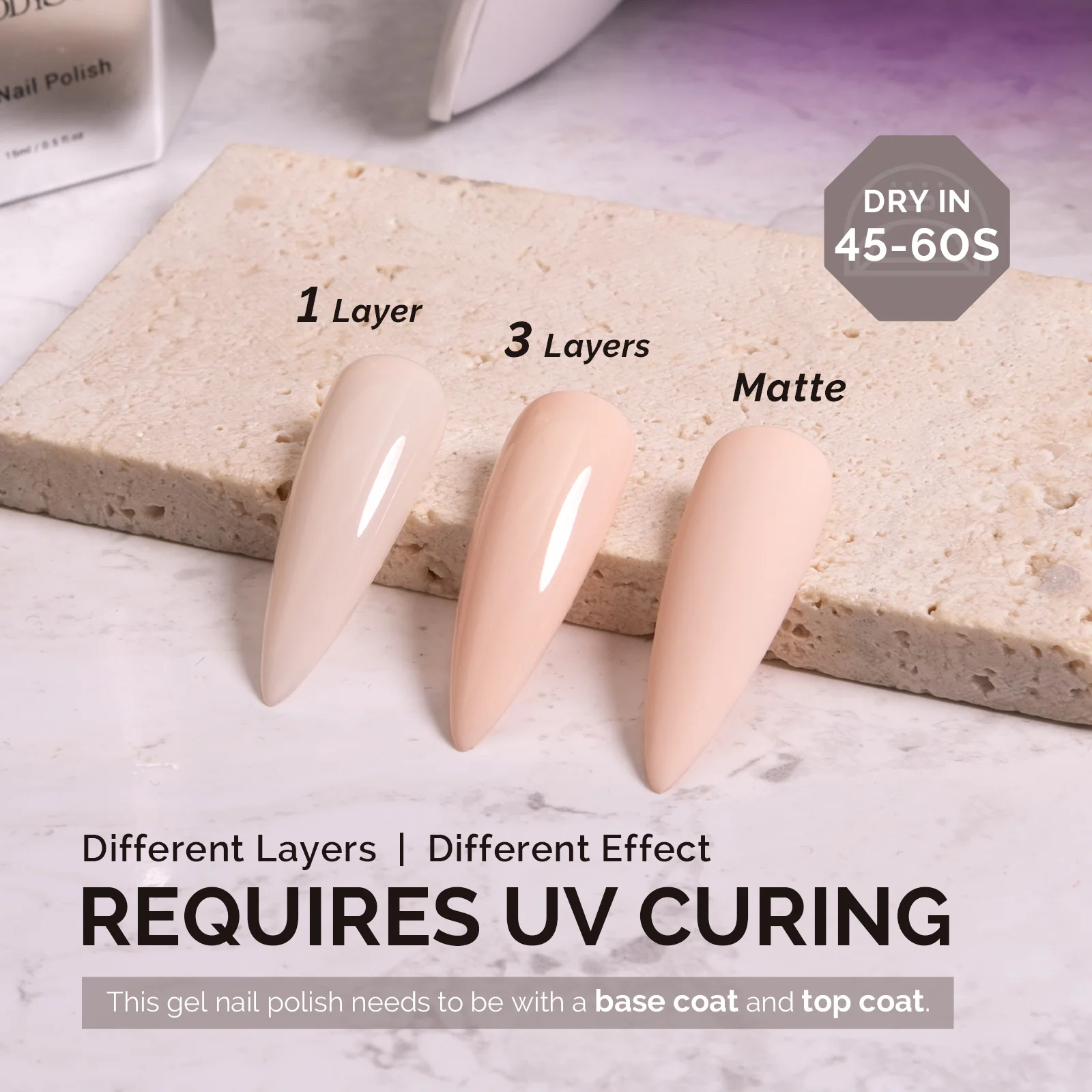 A2401 Nude Pink - TPO-Free Faster UV Curing Gel Nail Polish(15ml) - Image 3