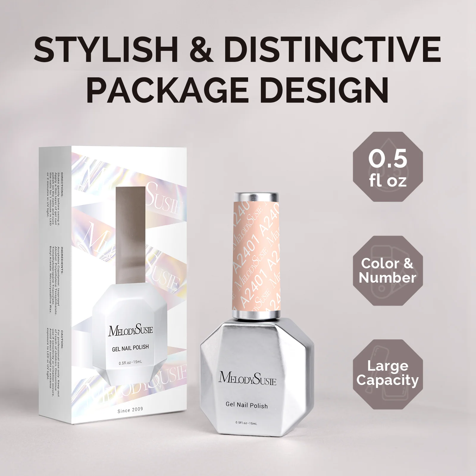 A2401 Nude Pink - TPO-Free Faster UV Curing Gel Nail Polish(15ml) - Image 6