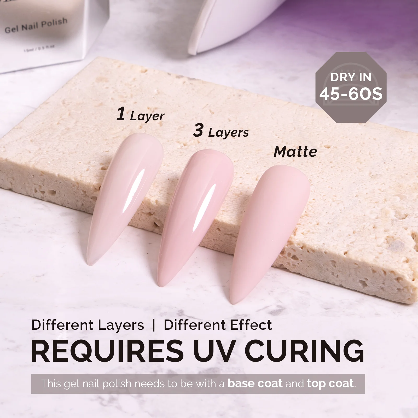 A2402 Milky Pink - TPO-Free Faster UV Curing Gel Nail Polish(15ml) - Image 3