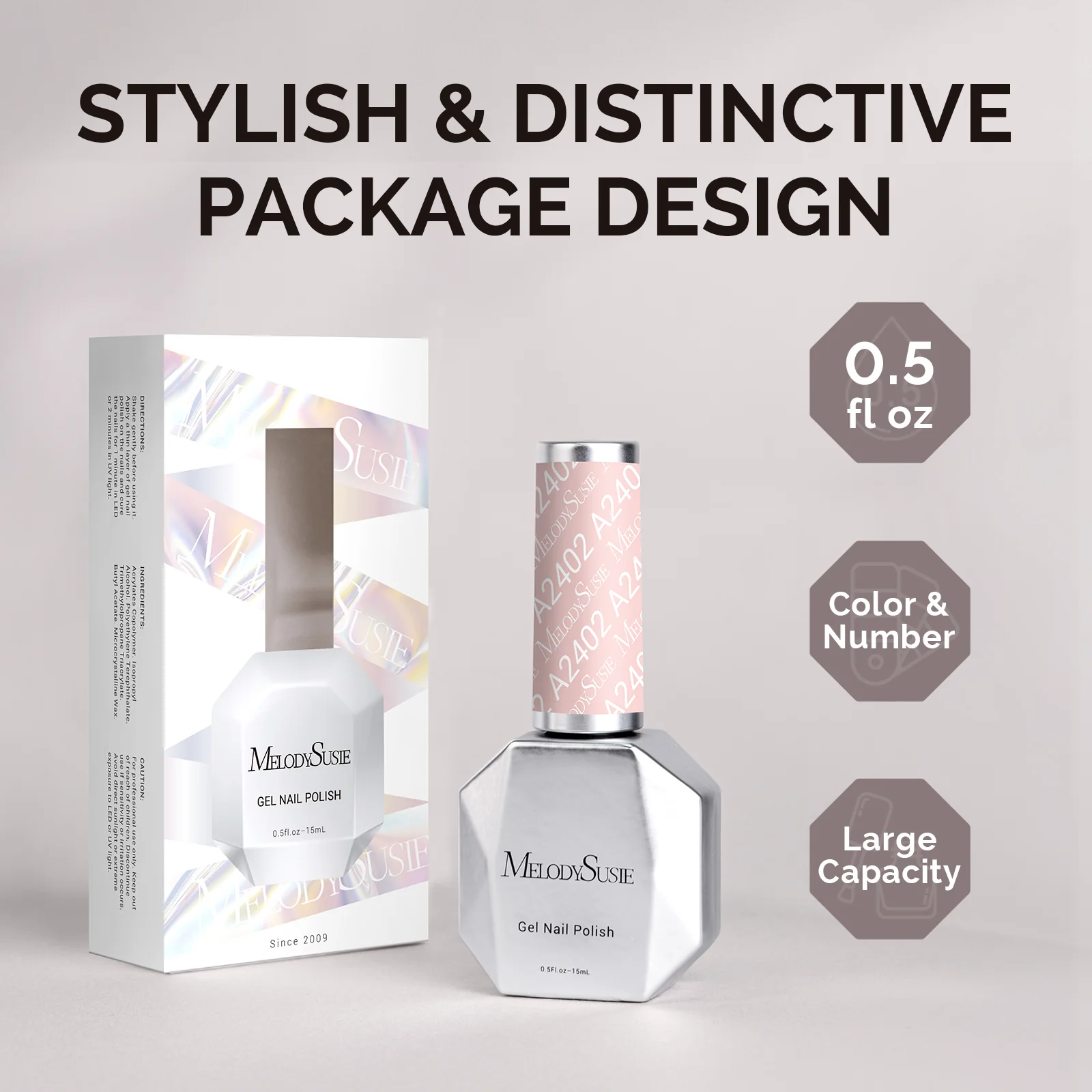 A2402 Milky Pink - TPO-Free Faster UV Curing Gel Nail Polish(15ml) - Image 6