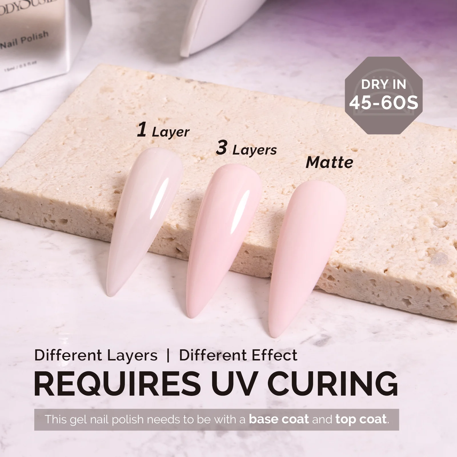 A2602 Baby Pink - TPO-Free Faster UV Curing Gel Nail Polish(15ml) - Image 3