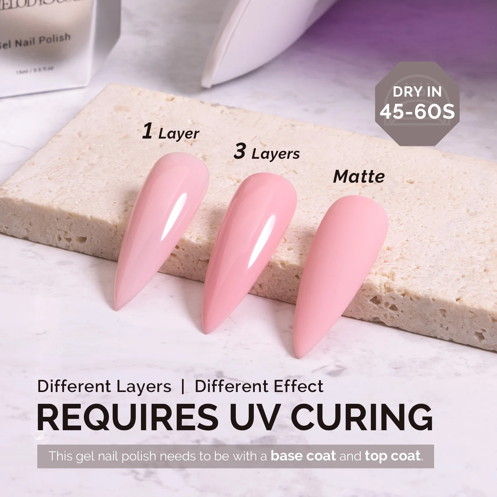 A2608 Pink Petals - TPO-Free Faster UV Curing Gel Nail Polish(15ml) - Image 3