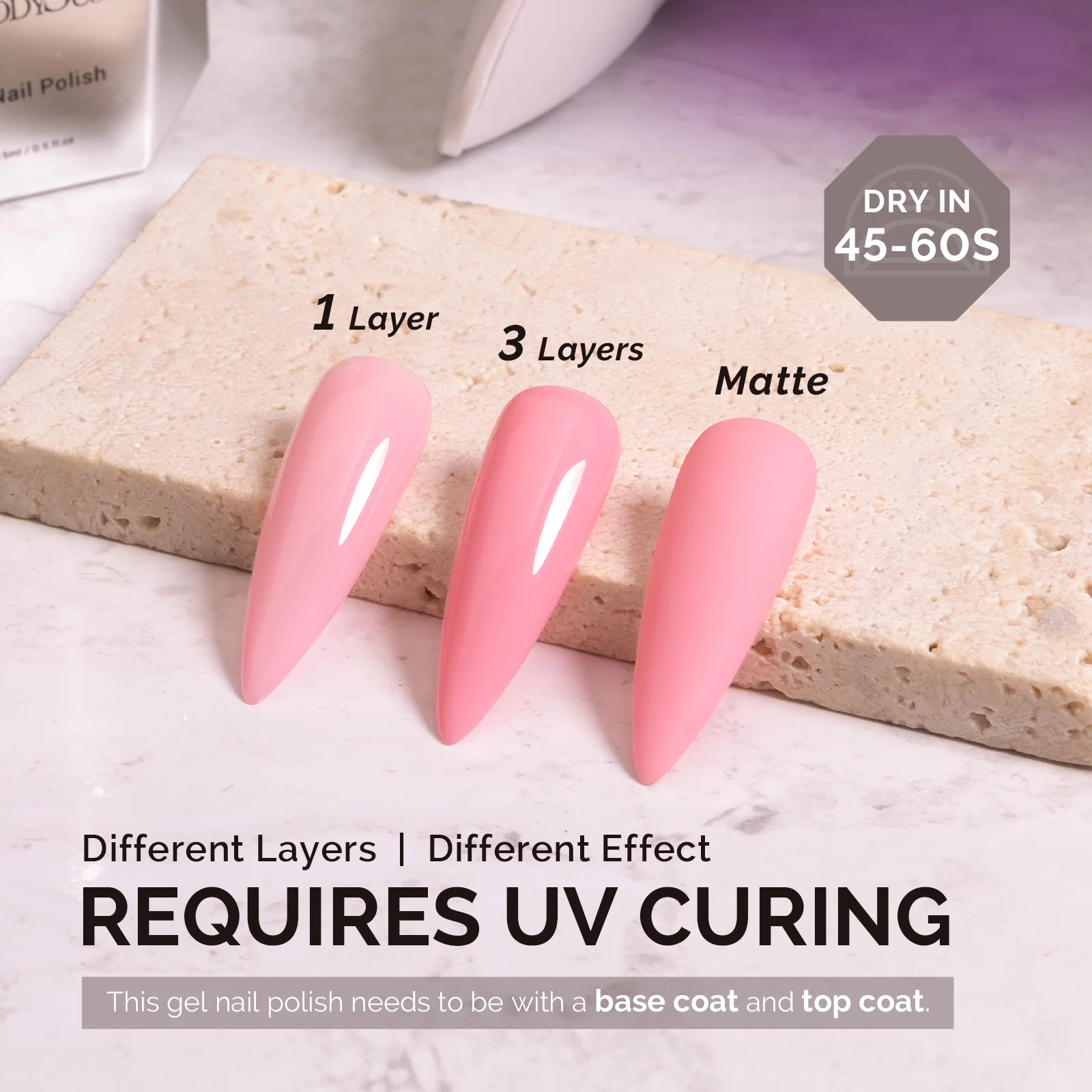 A2609 Light Baby Pink - TPO-Free Faster UV Curing Gel Nail Polish(15ml) - Image 3