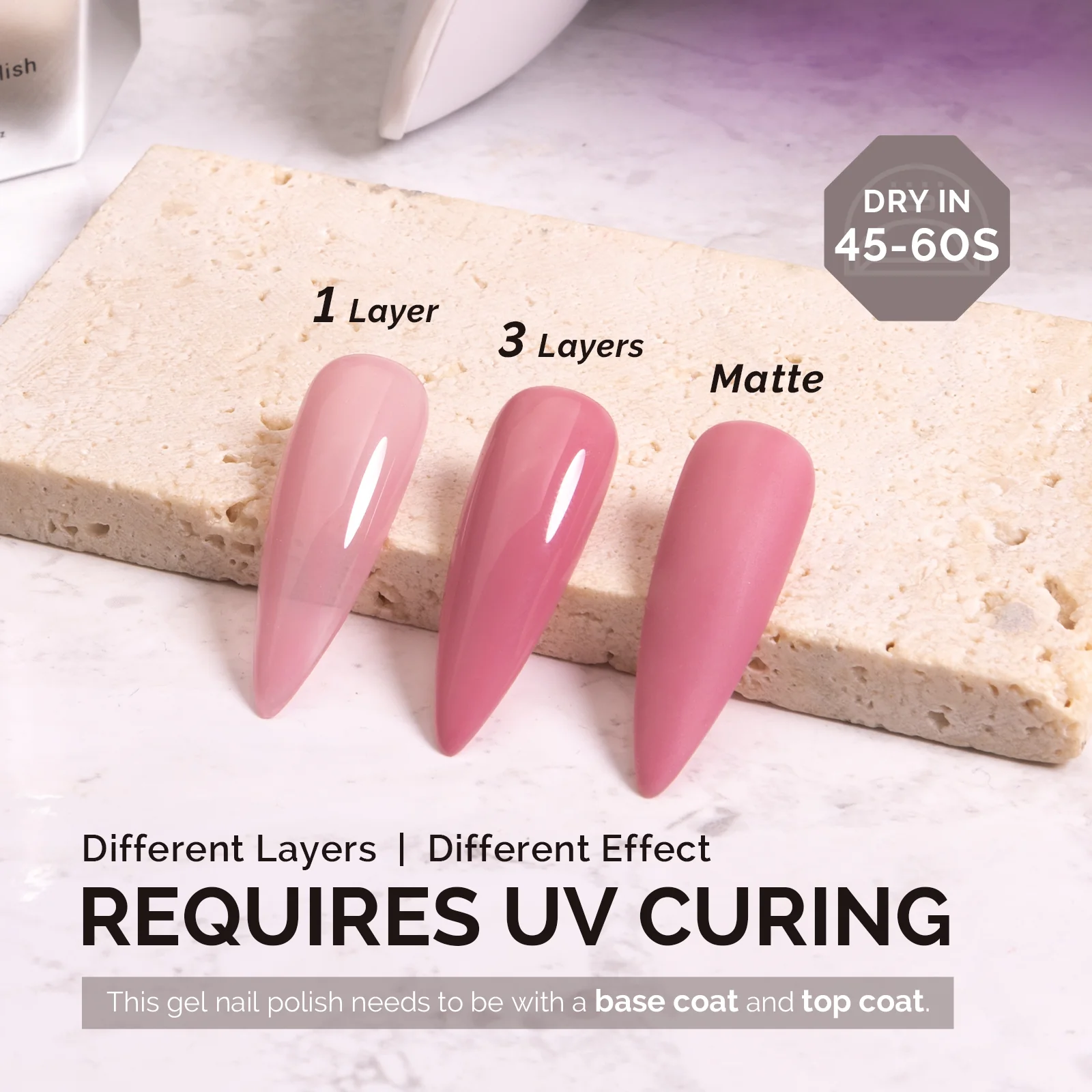 A2612 Jelly Pink - TPO-Free Faster UV Curing Gel Nail Polish(15ml) - Image 3