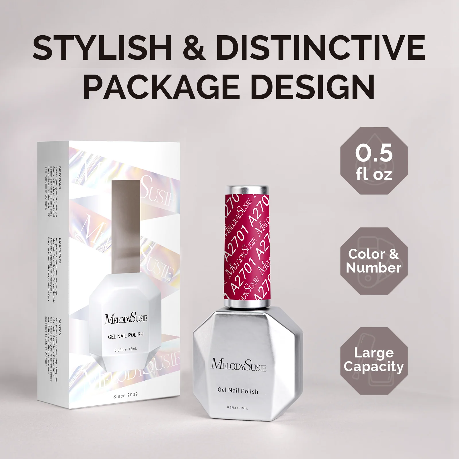 A2701 Confetti Glow Pink - TPO-Free Faster UV Curing Gel Nail Polish(15ml) - Image 6