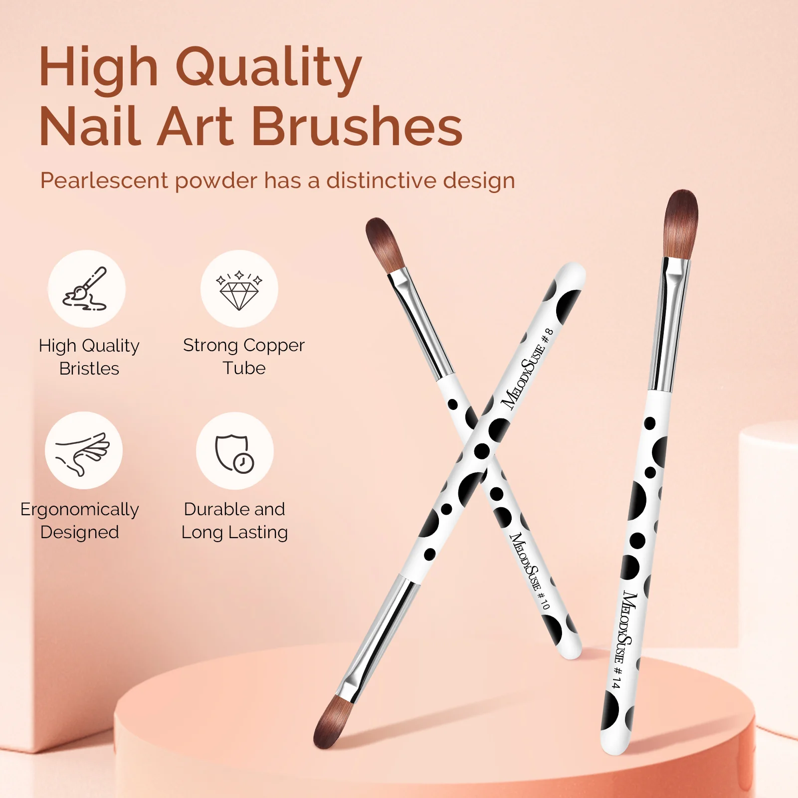 Acrylic Nail Brush Set 3Pcs - White - Image 2
