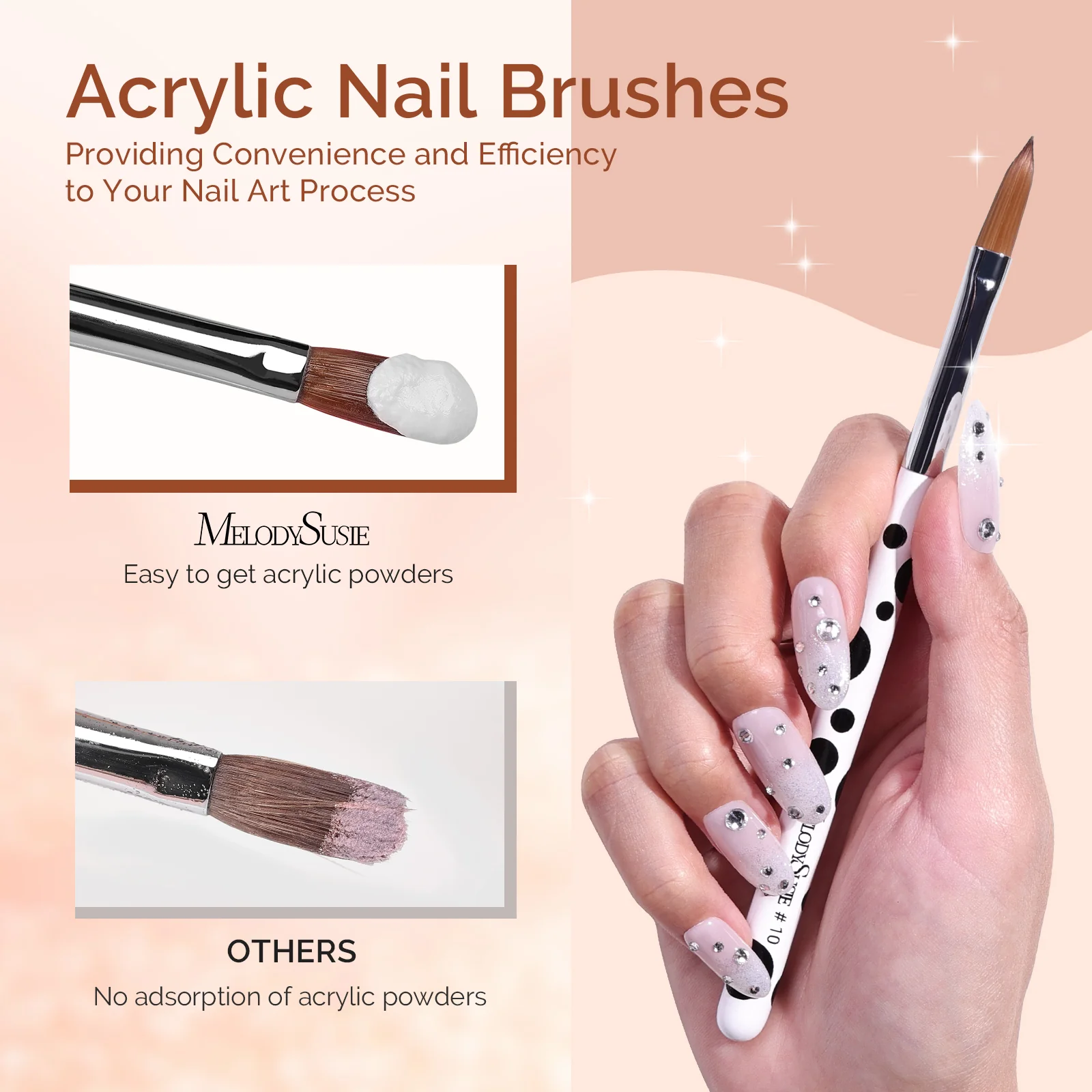 Acrylic Nail Brush Set 3Pcs - White - Image 3