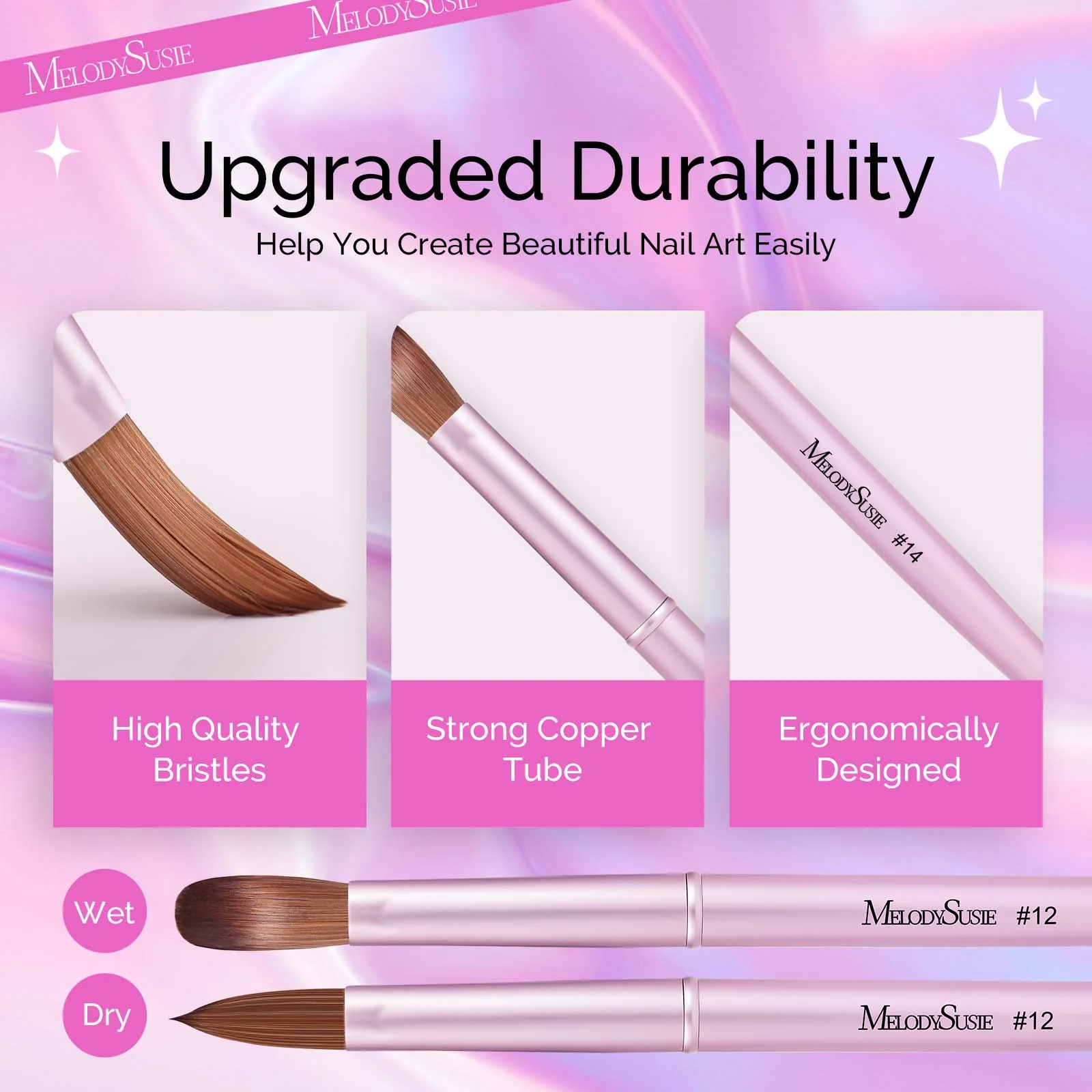 Acrylic Nail Brush Set (4Pcs) - Rose Gold - Image 4