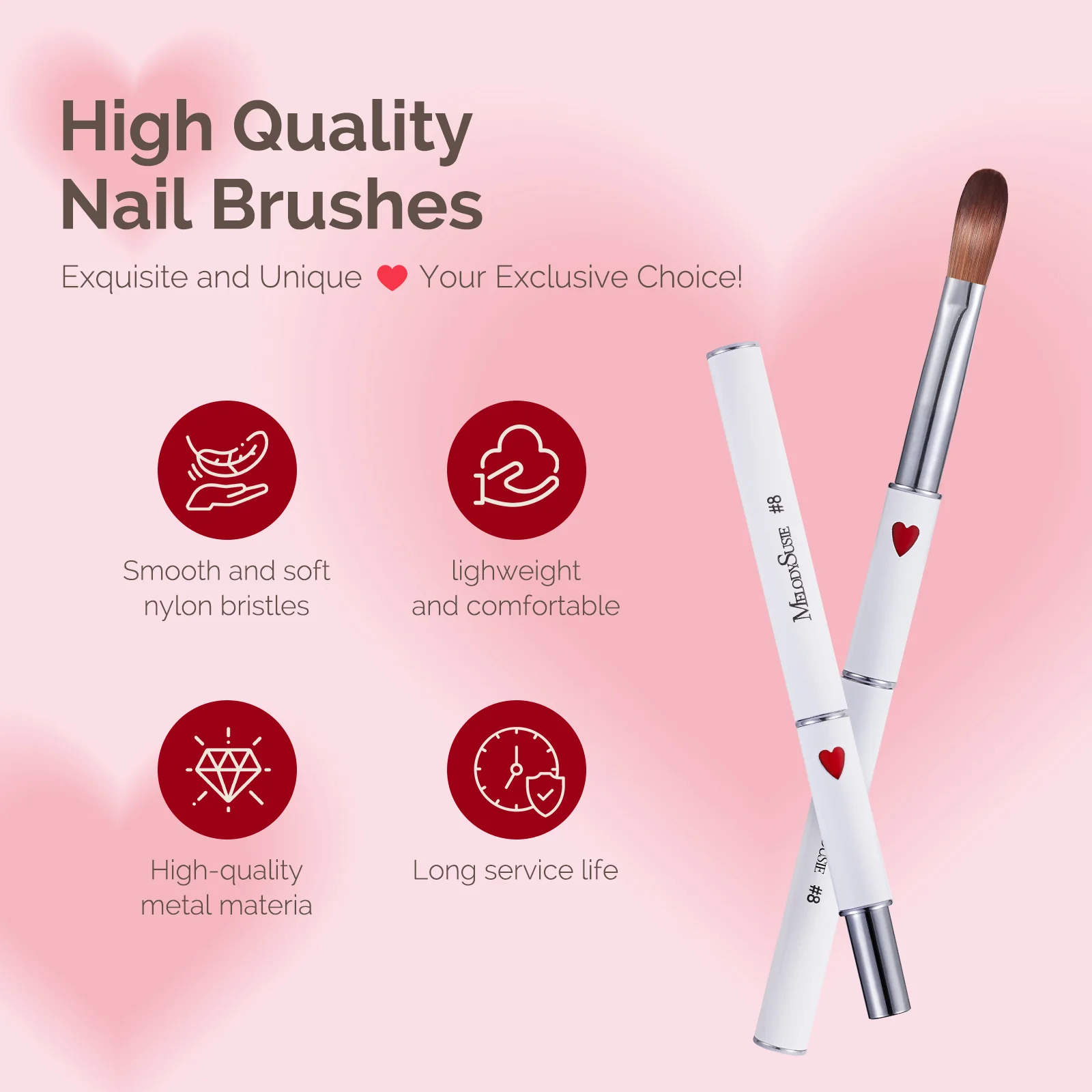 Acrylic Nail Brush Set (4Pcs) - White - Image 2