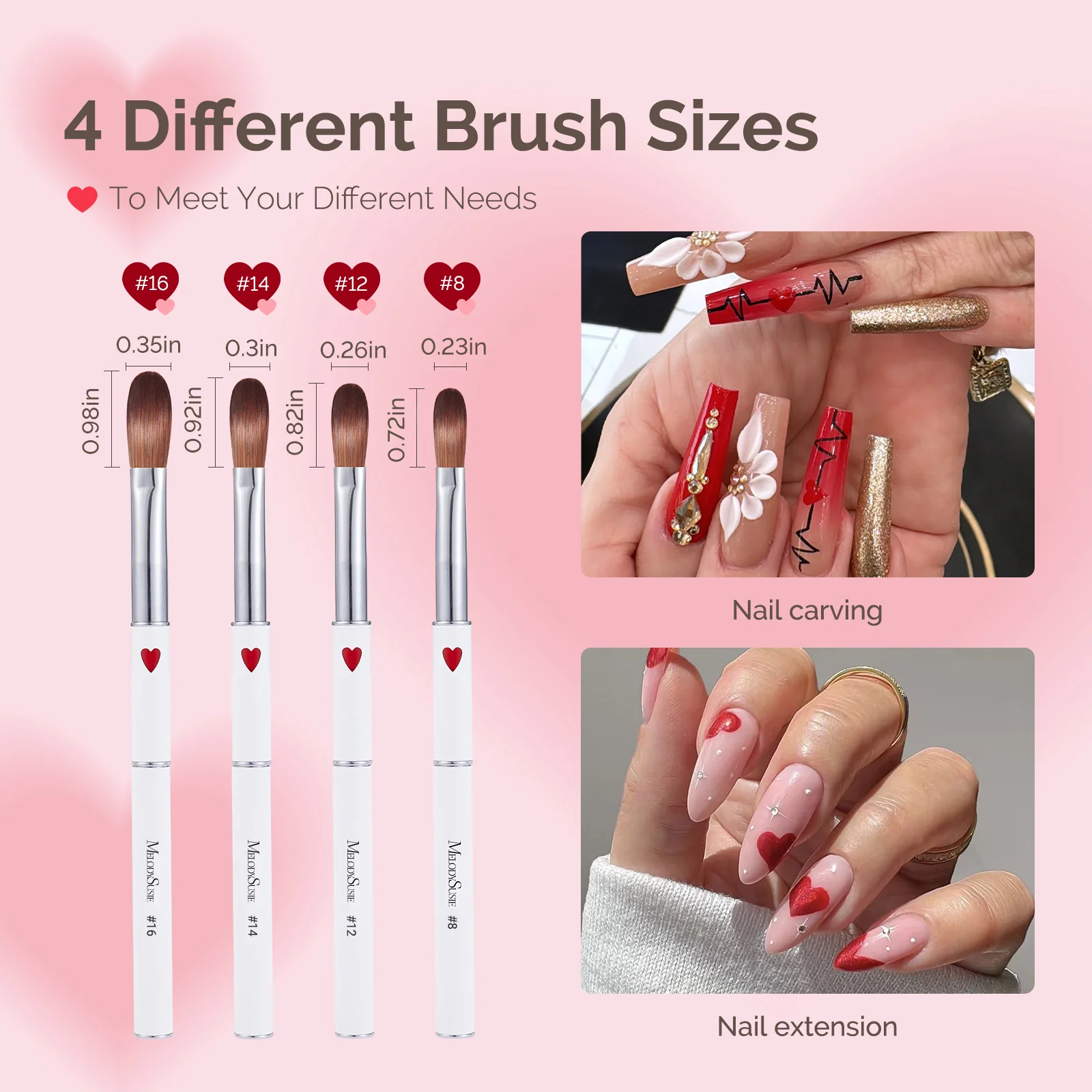 Acrylic Nail Brush Set (4Pcs) - White - Image 4
