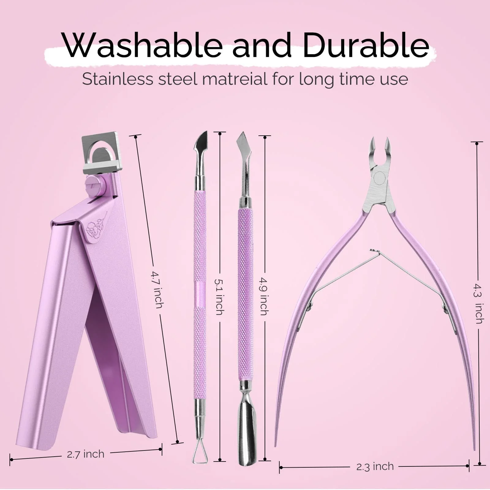 Acrylic Nail Clipper 4 in 1 Kit Pink - Image 3