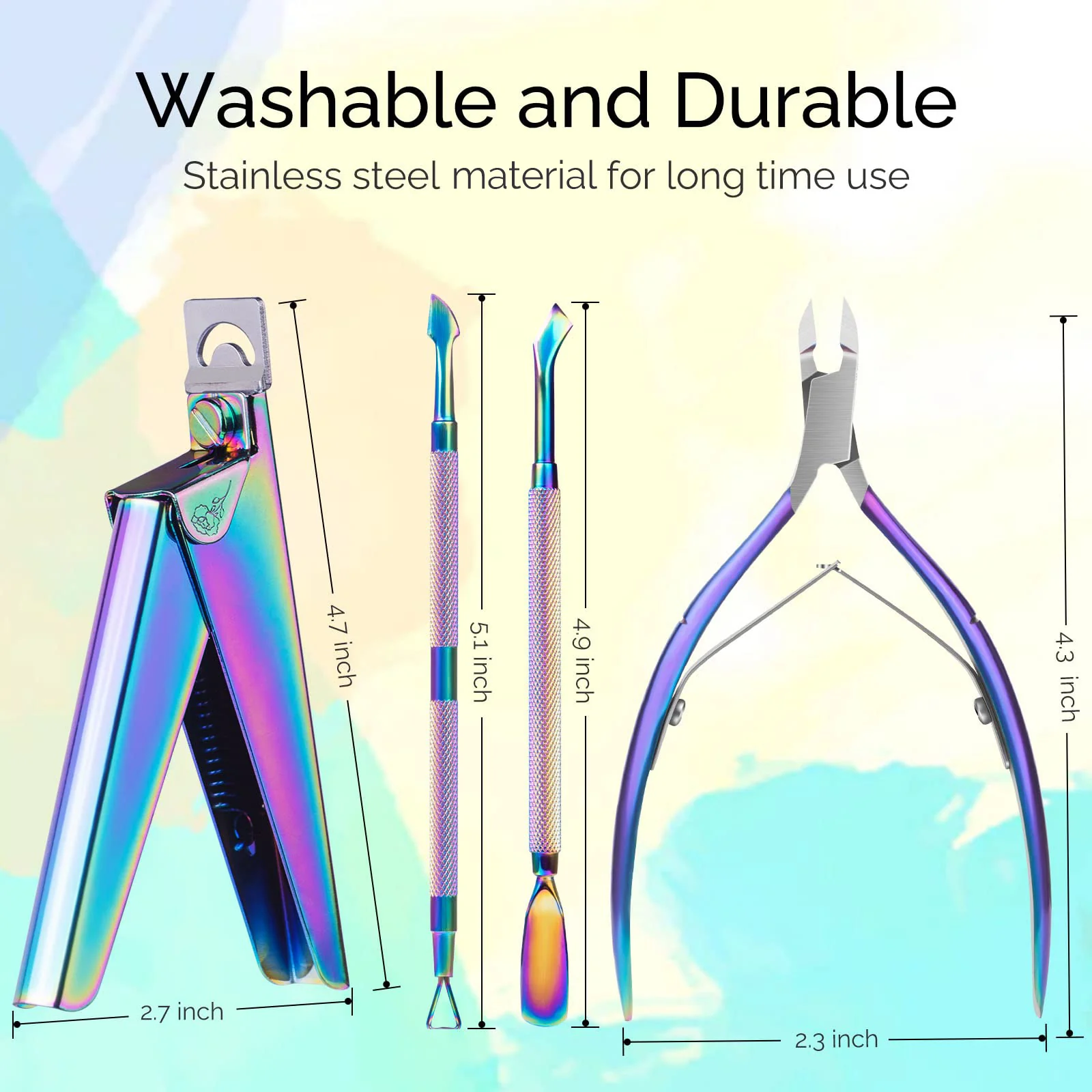 Acrylic Nail Clippers 4 in 1 Kit-Rainbow - Image 3