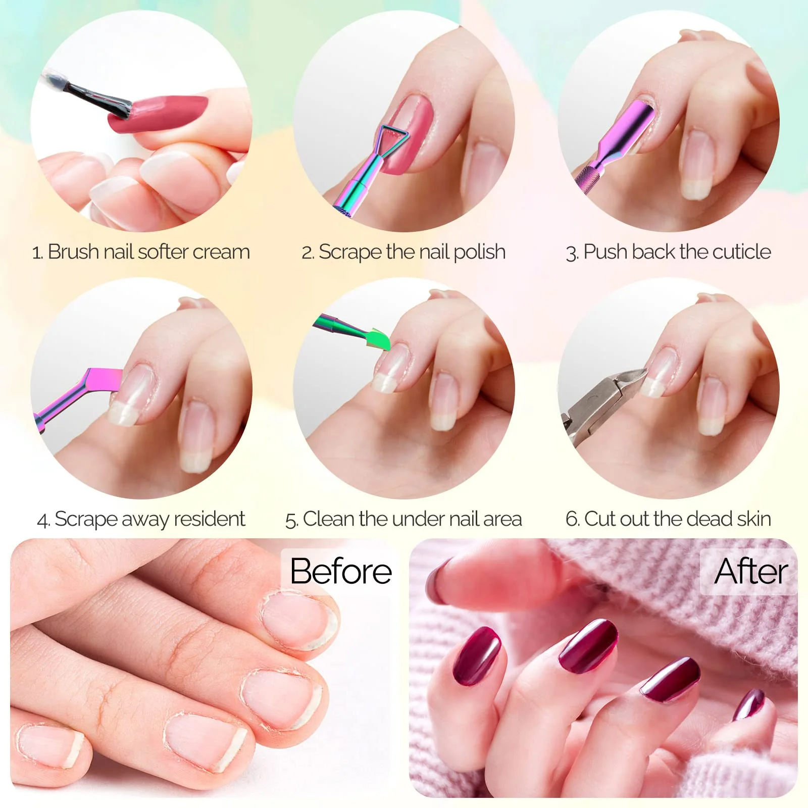 Acrylic Nail Clippers 4 in 1 Kit-Rainbow - Image 8