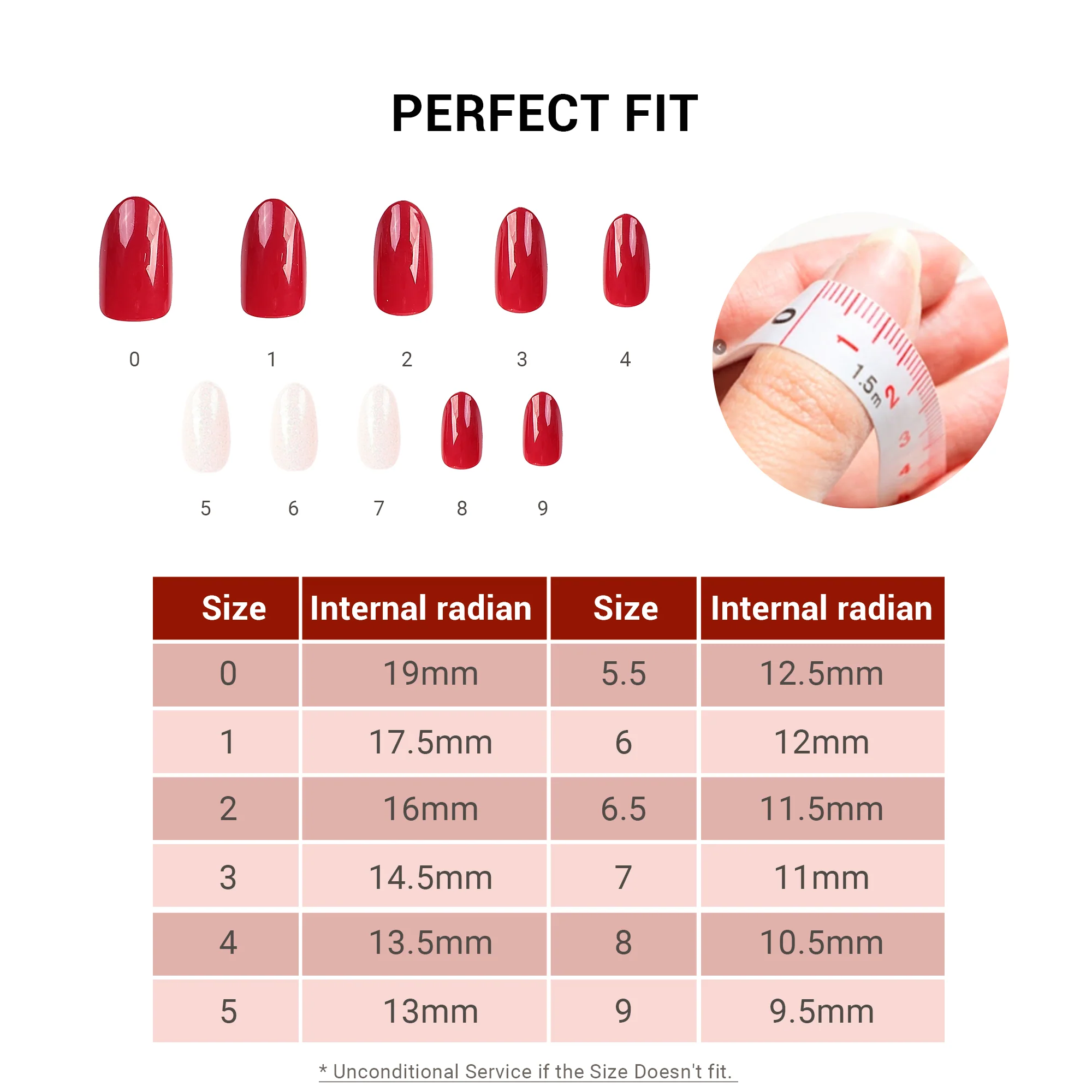 Acrylic Press On Nails - Short Almond Shape Elegant Red - Image 4