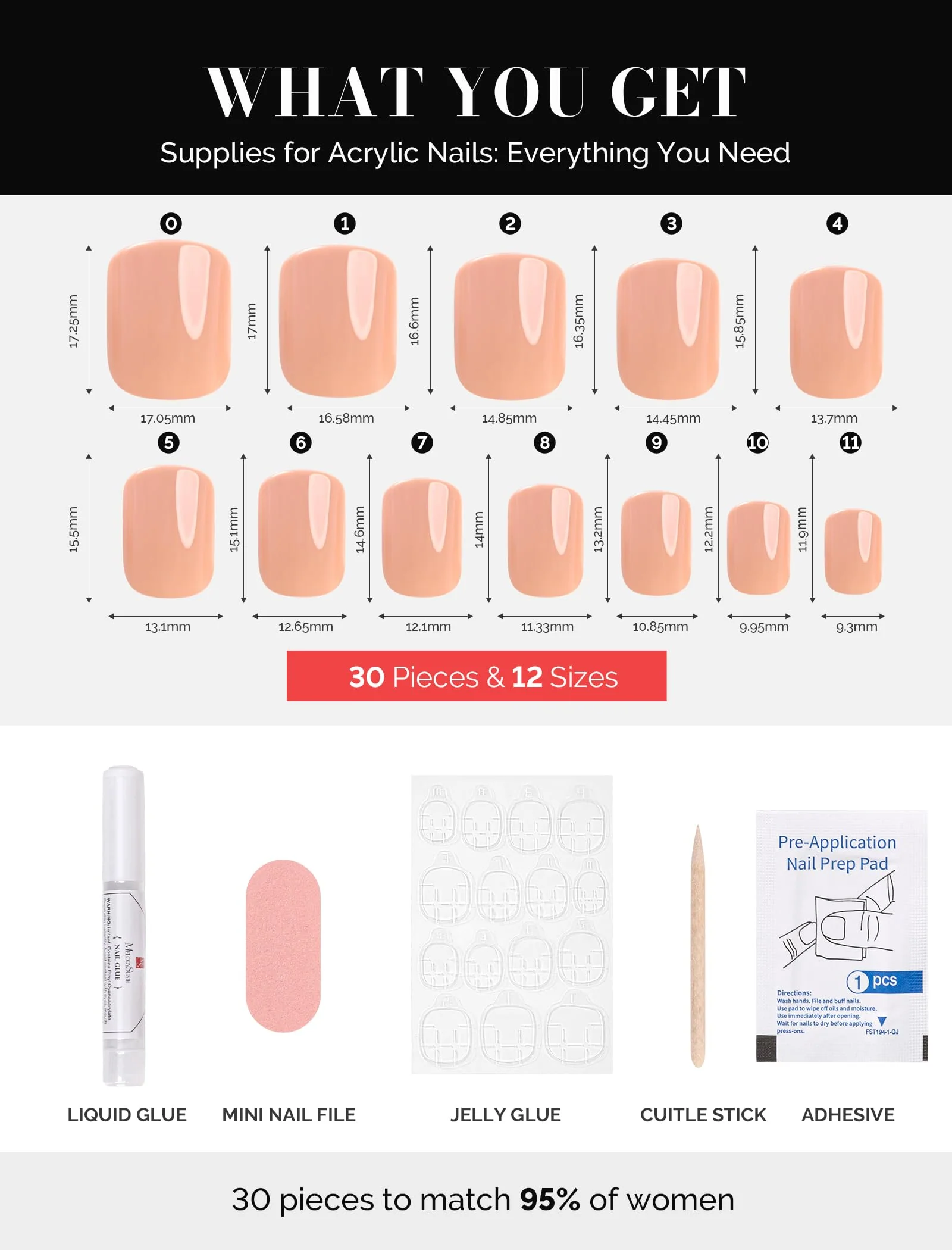Acrylic Press On Nails - Short Square Nude Pink (US ONLY) - Image 4