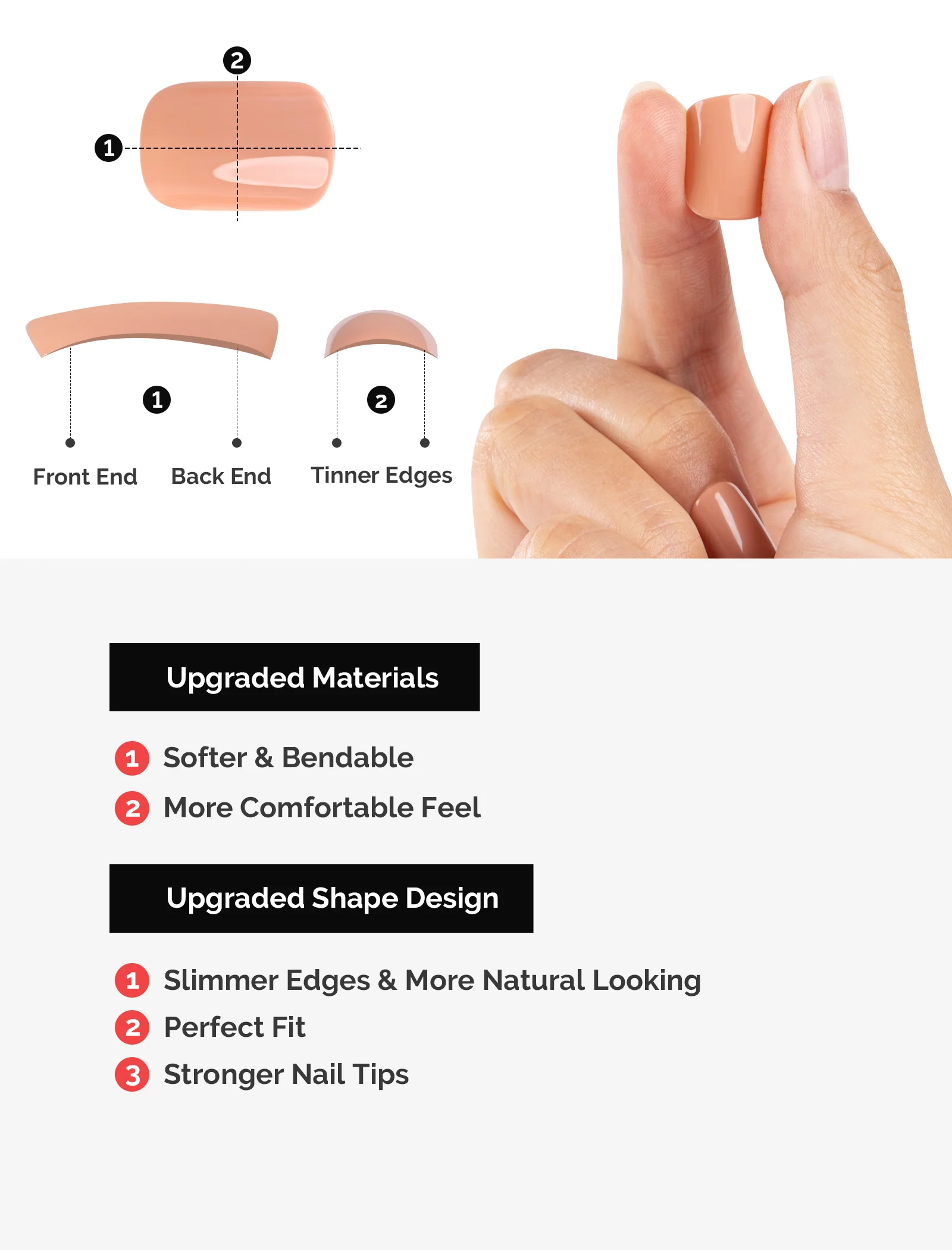 Acrylic Press On Nails - Short Square Nude Pink (US ONLY) - Image 6