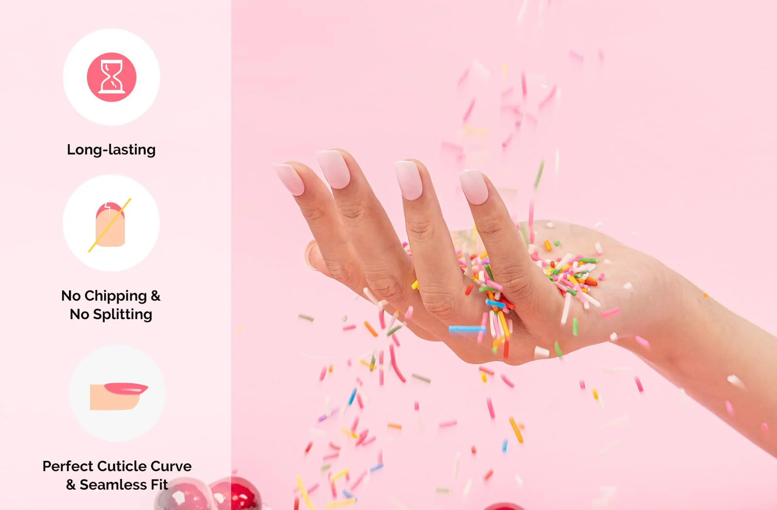 Acrylic Press On Nails - Short Square Pink Ombre (US ONLY) - Image 6