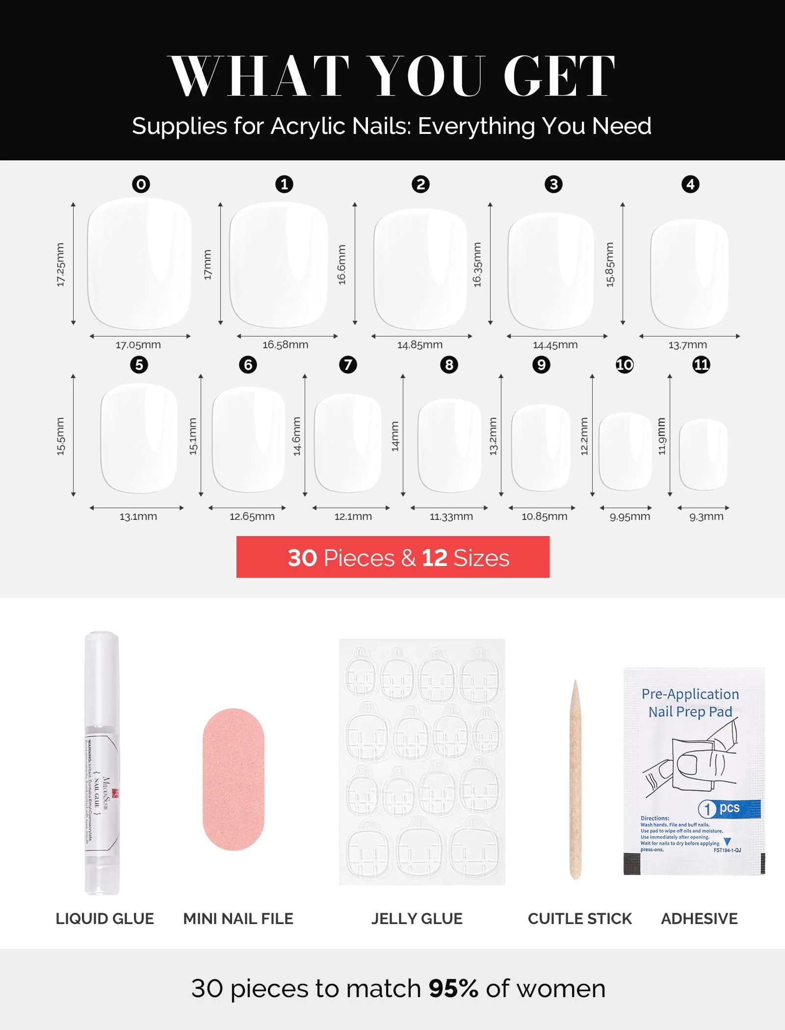 Acrylic Press On Nails - Short Square Pure White (US ONLY) - Image 4