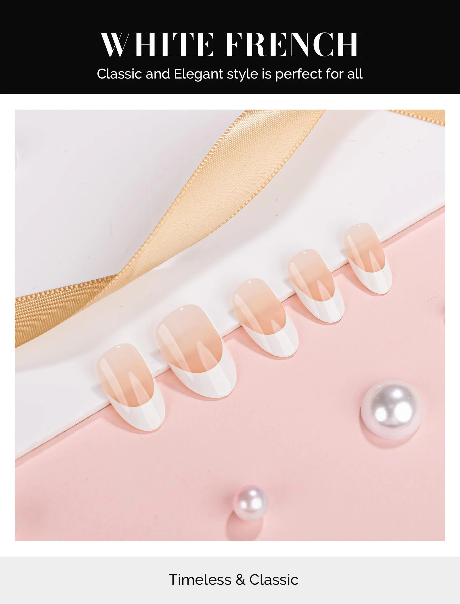 Acrylic Press On Nails - Short Square White French (US ONLY) - Image 2